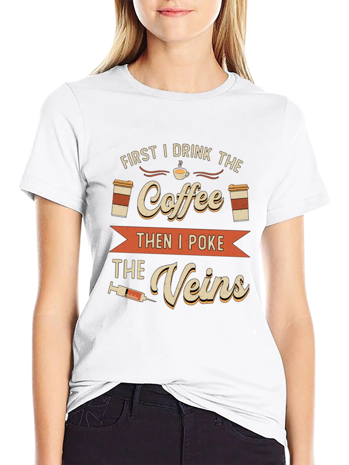 Coffee Then Veins T-Shirt - Funny Nurse Tee
