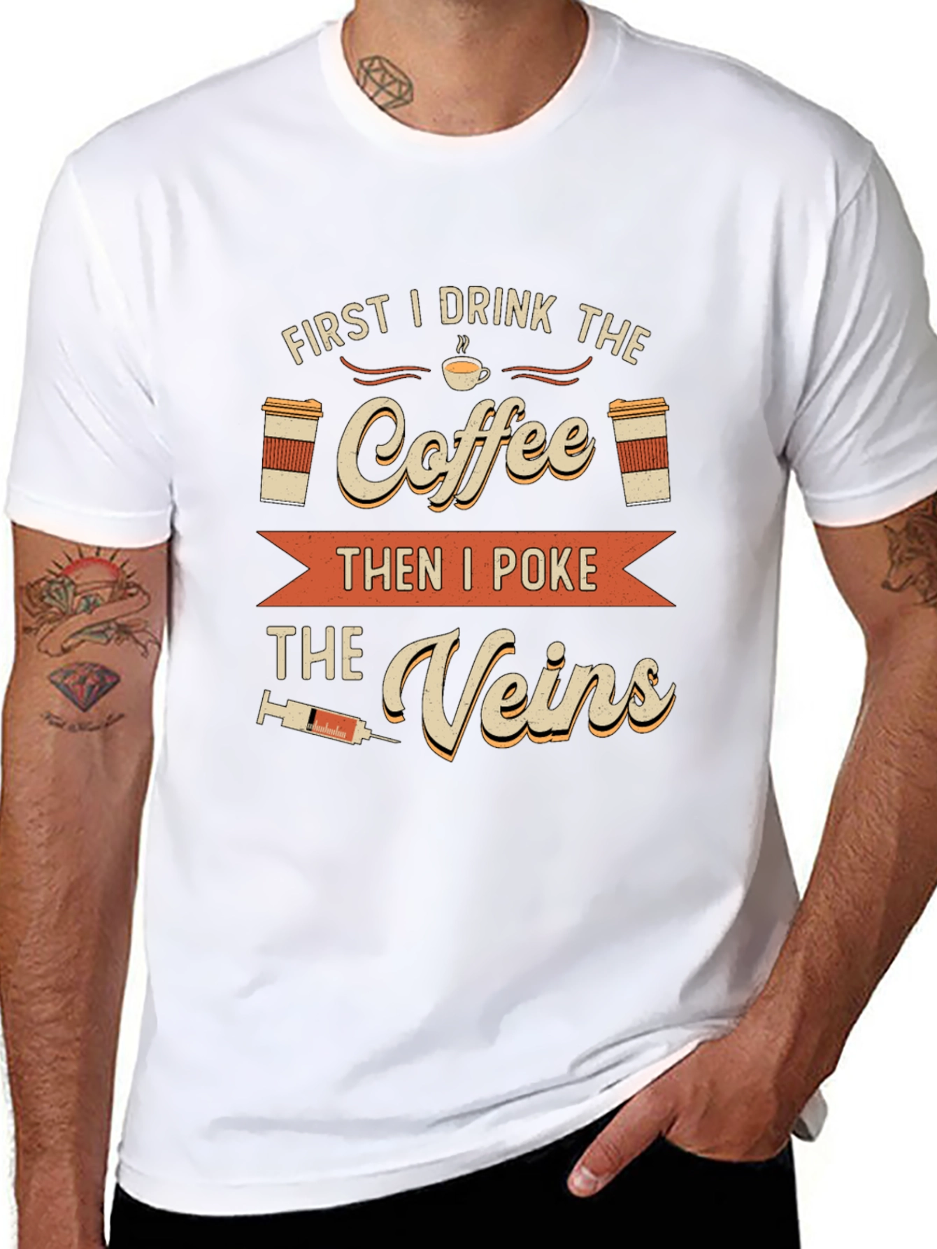 Coffee Then Veins T-Shirt - Funny Nurse Tee