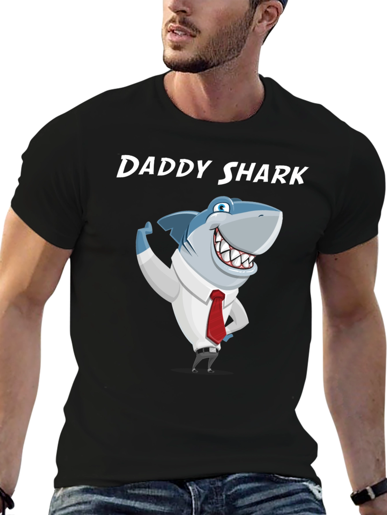 Daddy Shark Graphic T-Shirt - Mens Black Tee