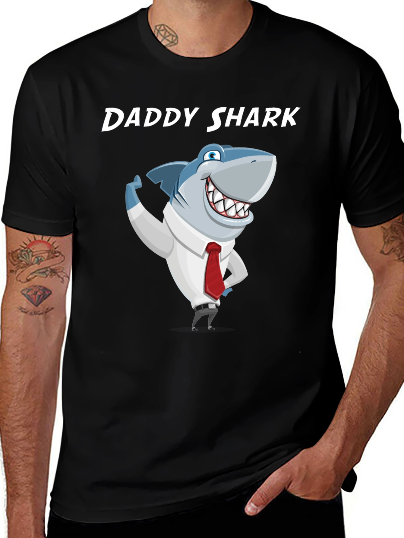 Daddy Shark Graphic T-Shirt - Mens Black Tee