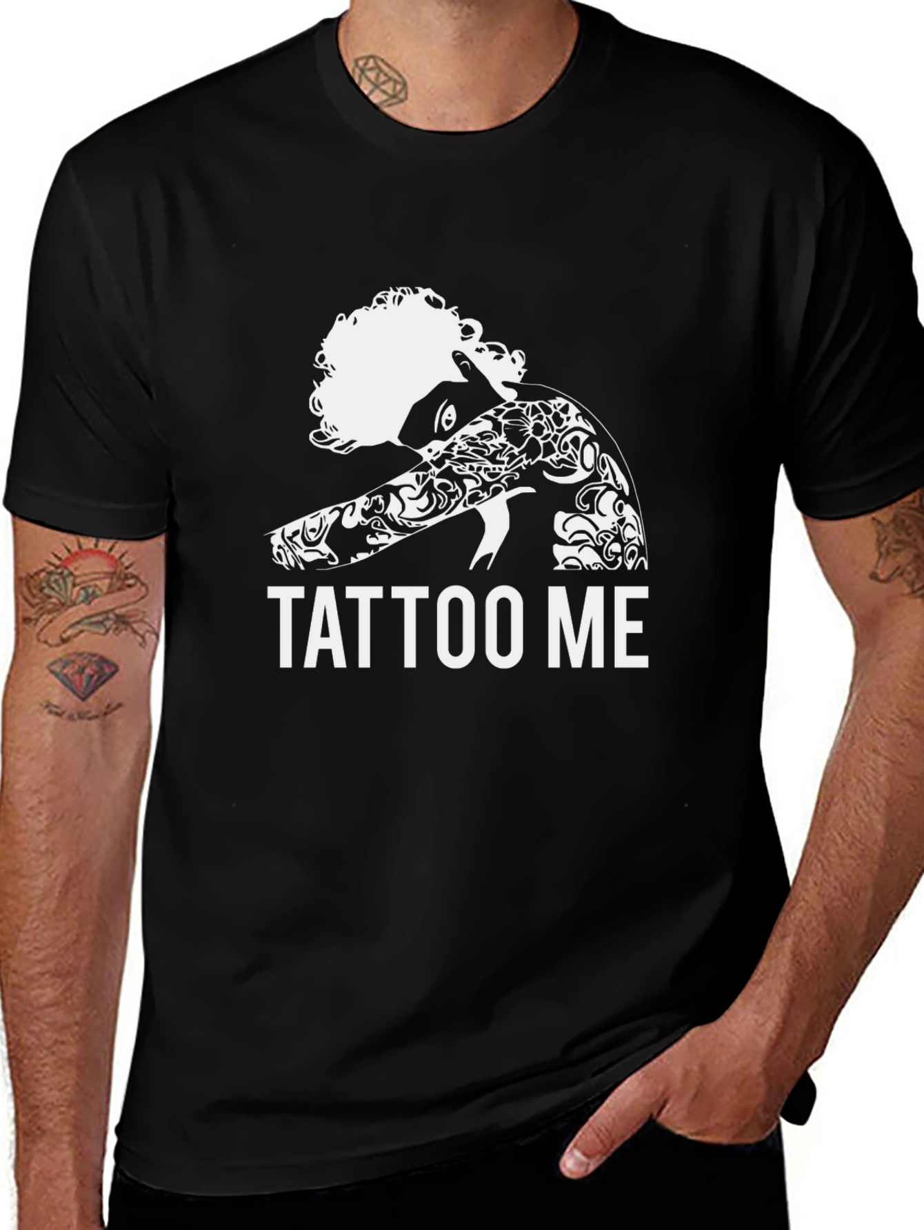 Tattoo Me Graphic Print Black T-Shirt