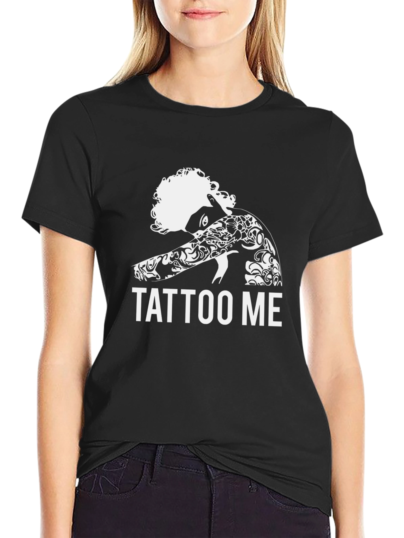 Tattoo Me Graphic Print Black T-Shirt