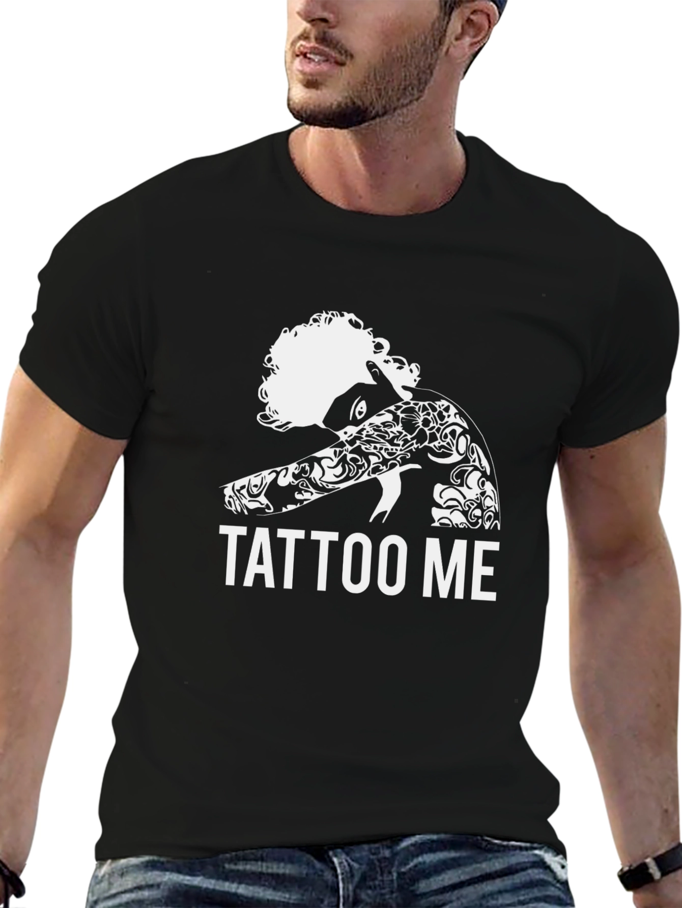 Tattoo Me Graphic Print Black T-Shirt