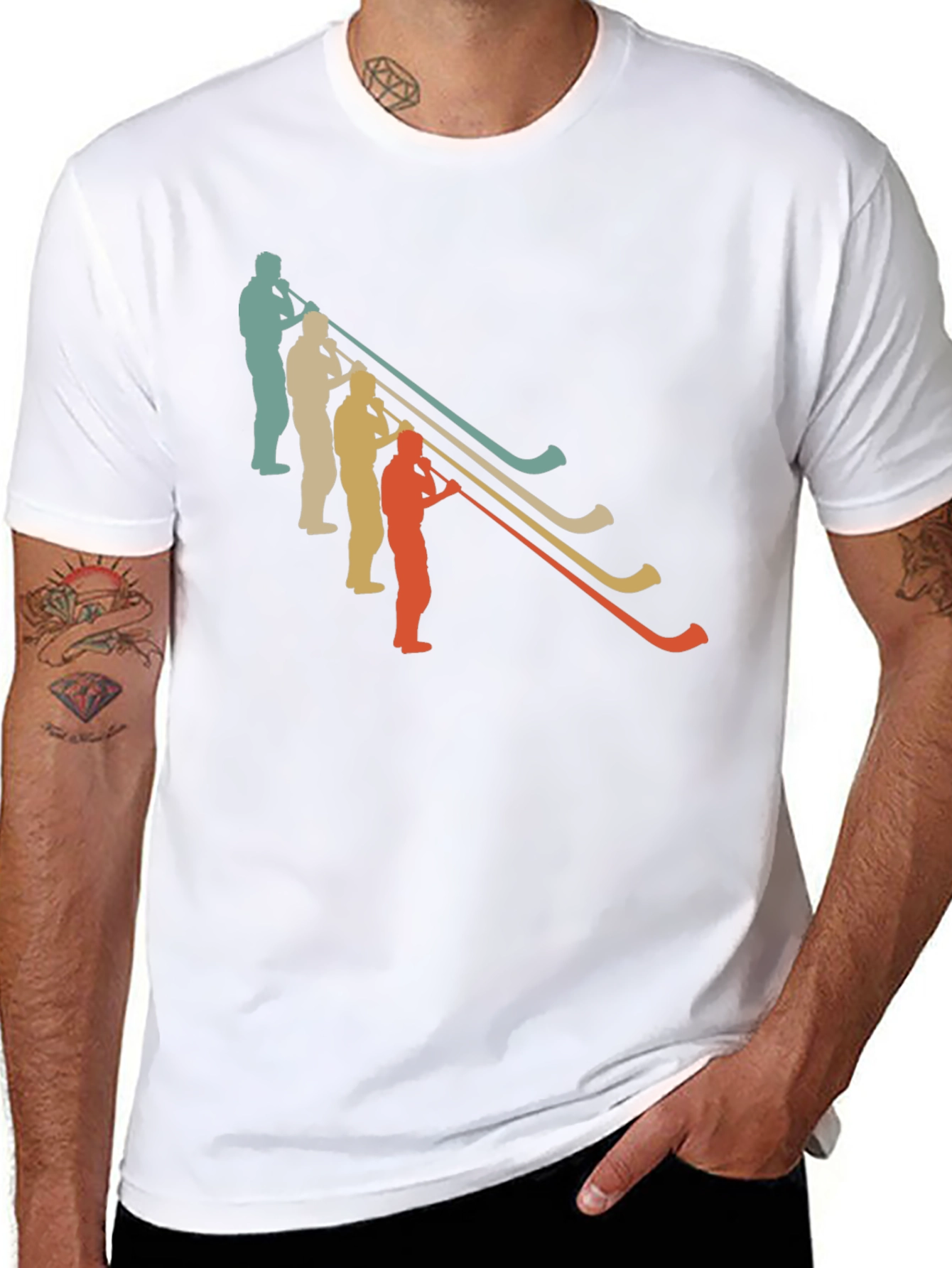 Retro Alphorn Players Graphic T-Shirt