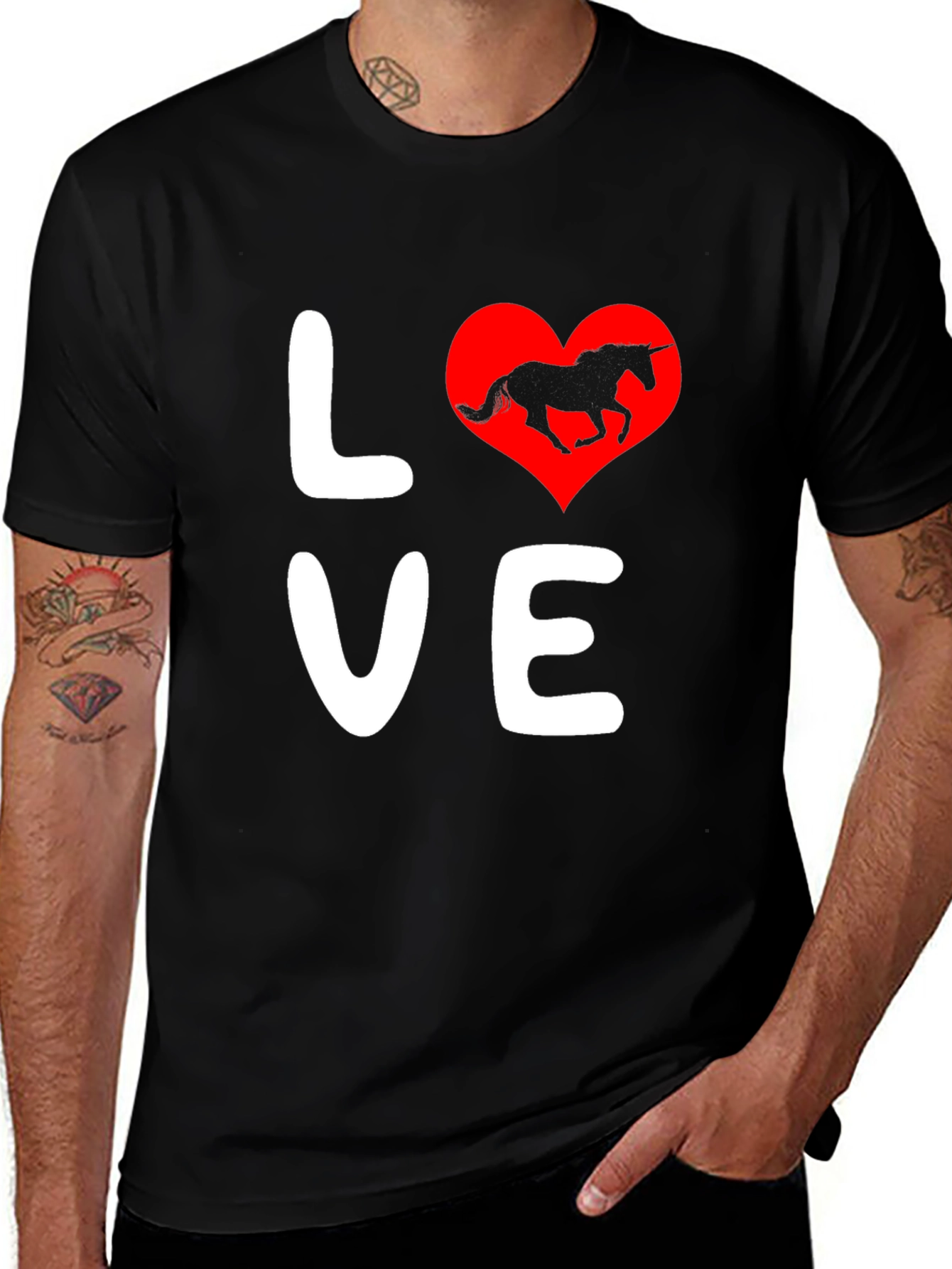 Love Unicorn Black T-Shirt