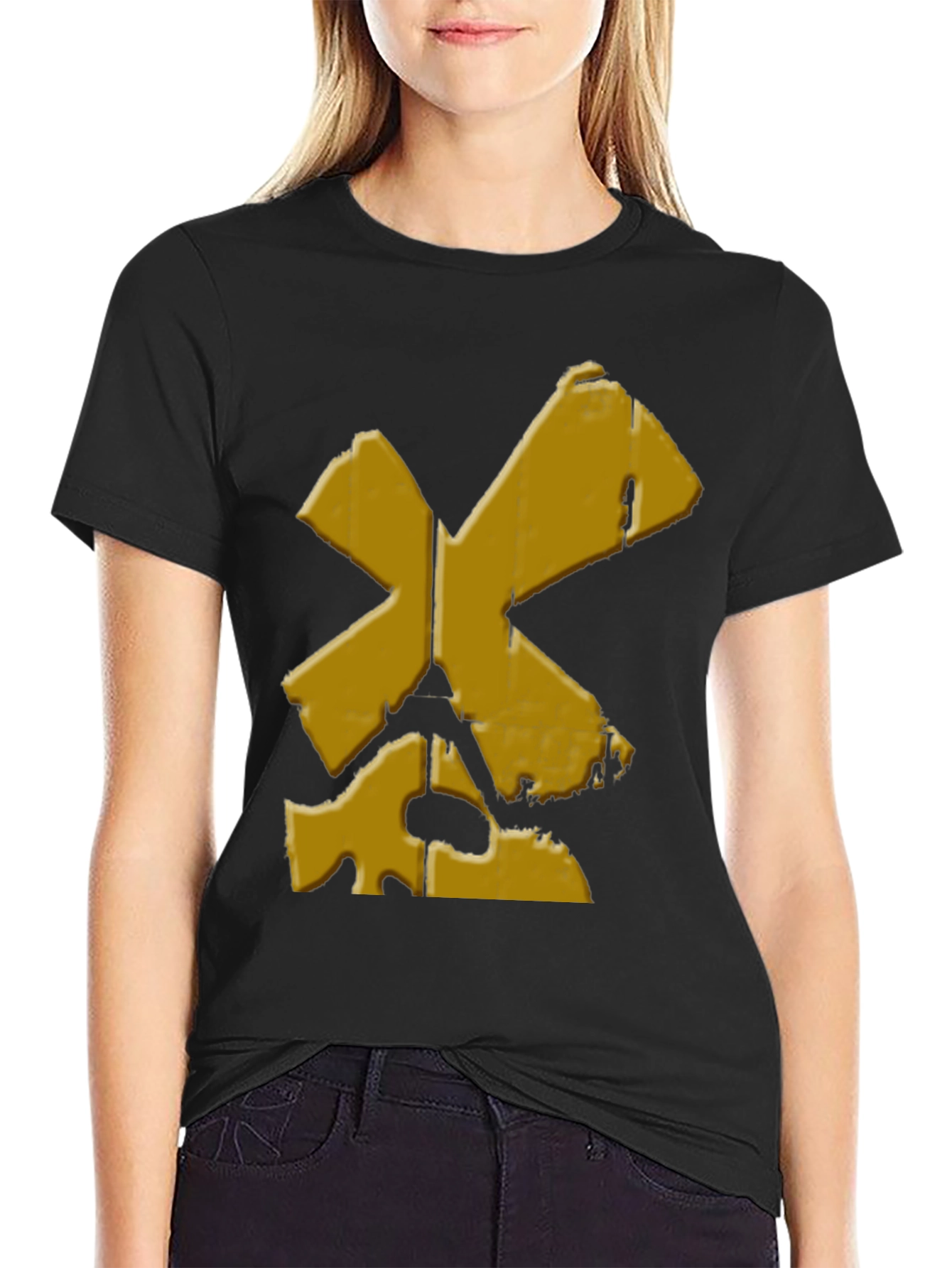 Distressed Yellow X Black T-Shirt