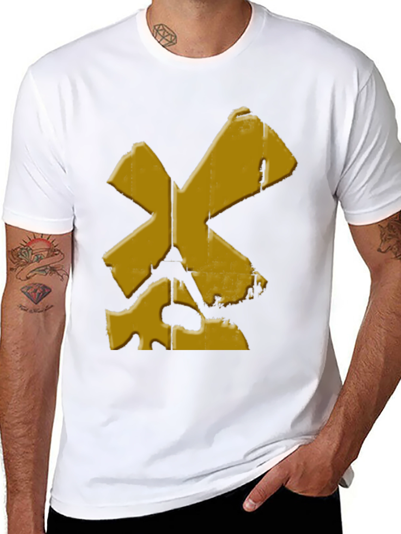 Distressed Yellow X Black T-Shirt