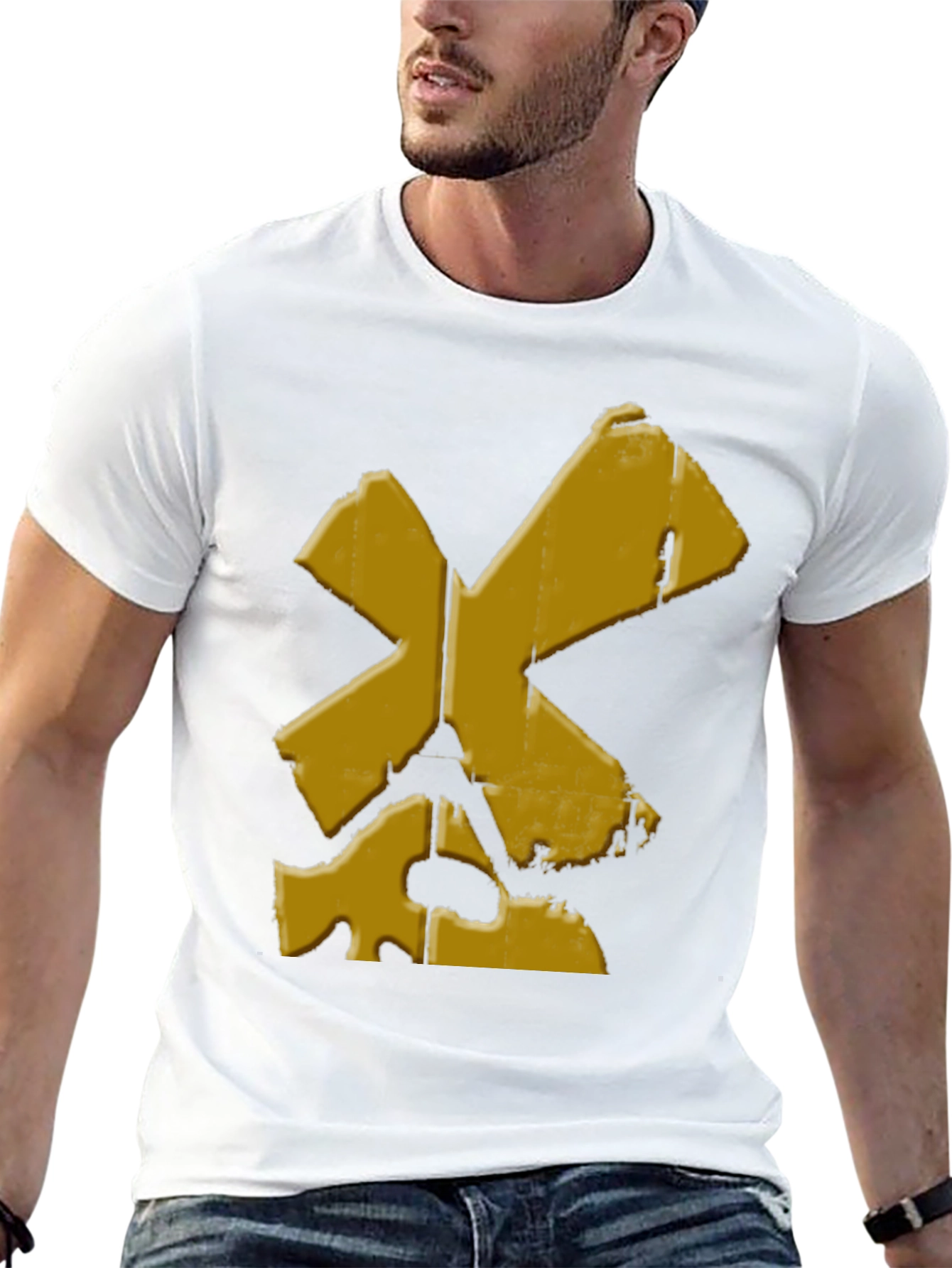 Distressed Yellow X Black T-Shirt