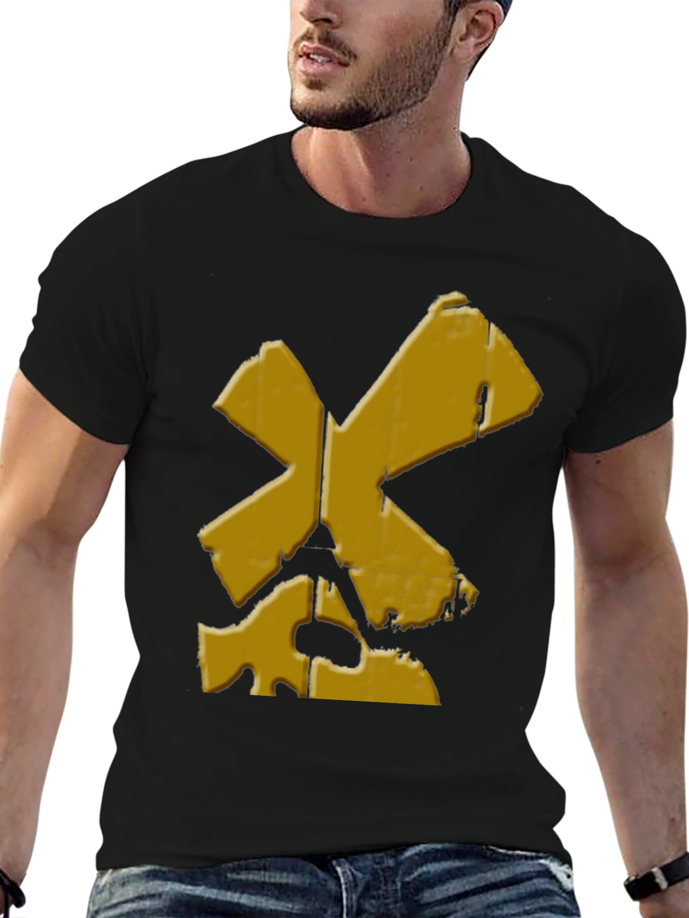 Distressed Yellow X Black T-Shirt