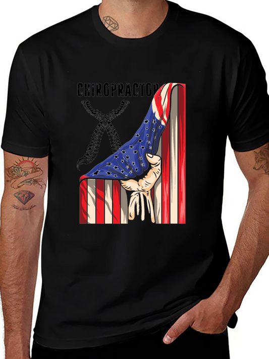 Chiropractor American Flag Graphic T-Shirt
