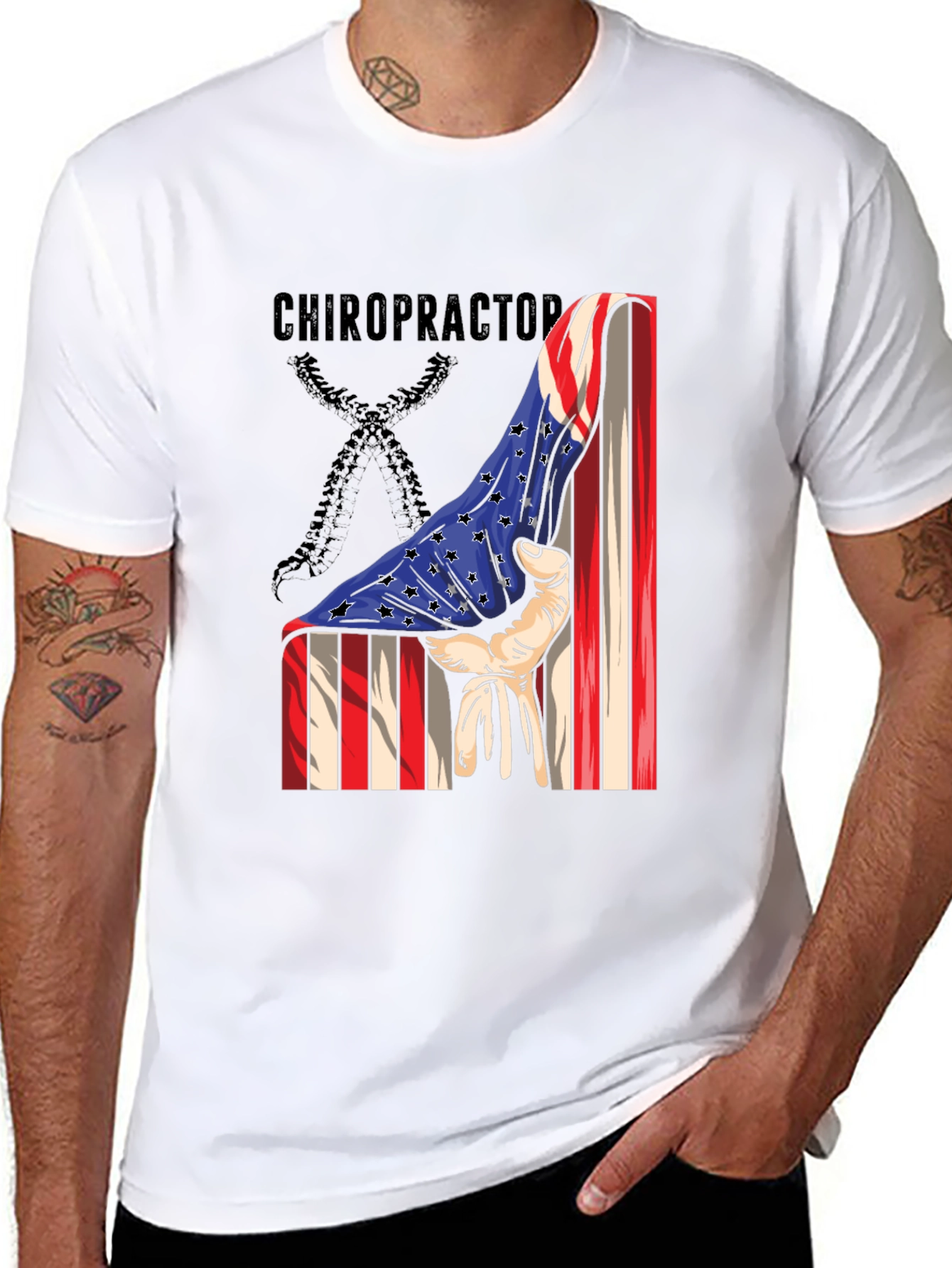 Chiropractor American Flag Graphic T-Shirt