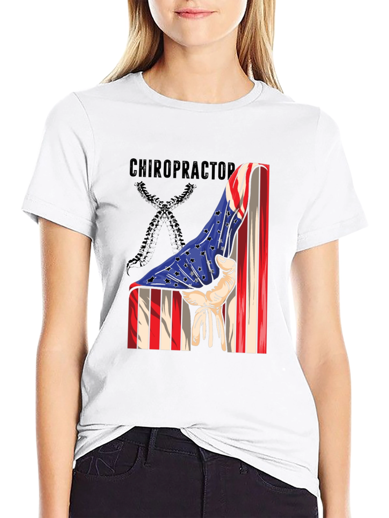 Chiropractor American Flag Graphic T-Shirt