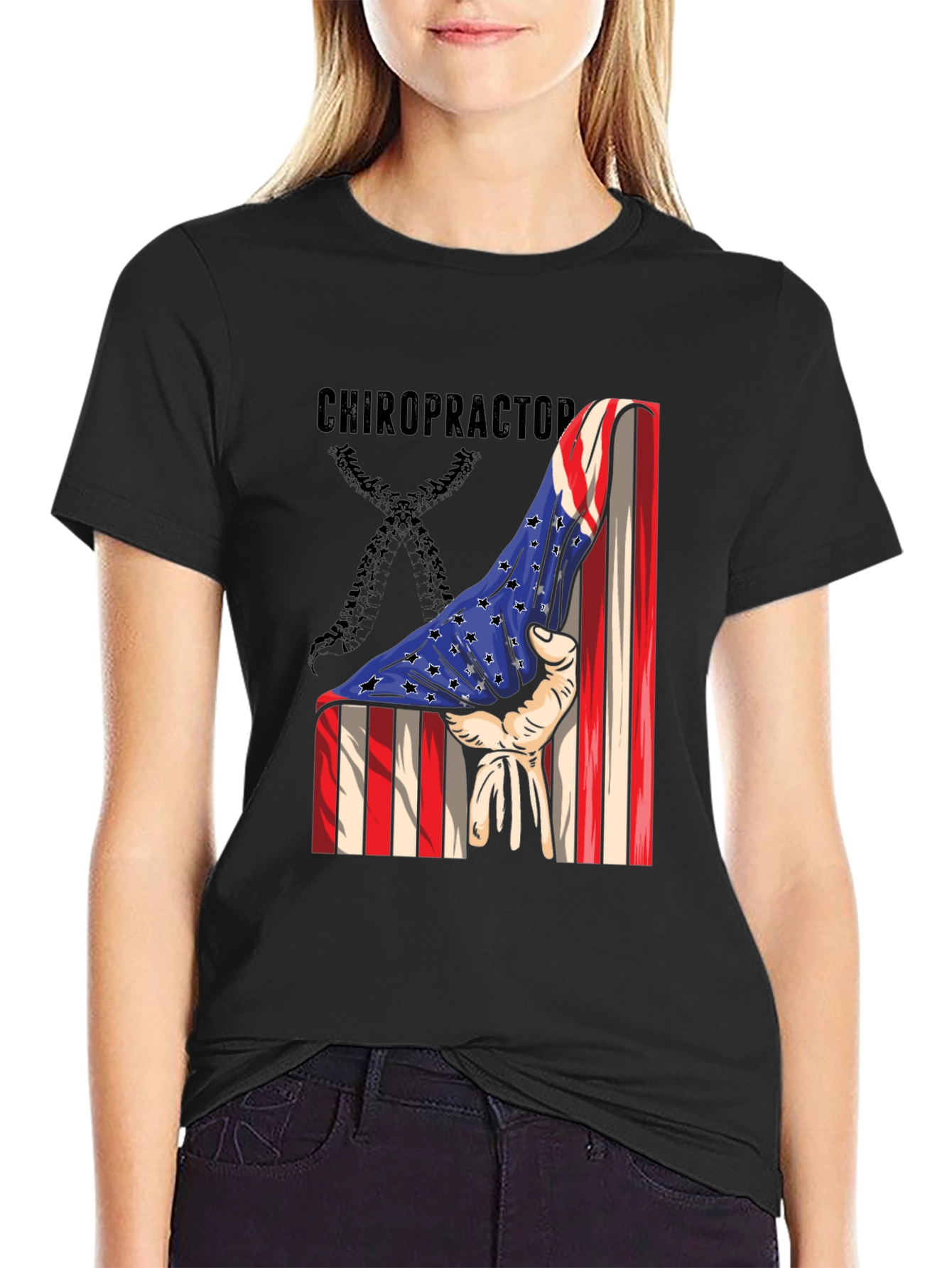 Chiropractor American Flag Graphic T-Shirt