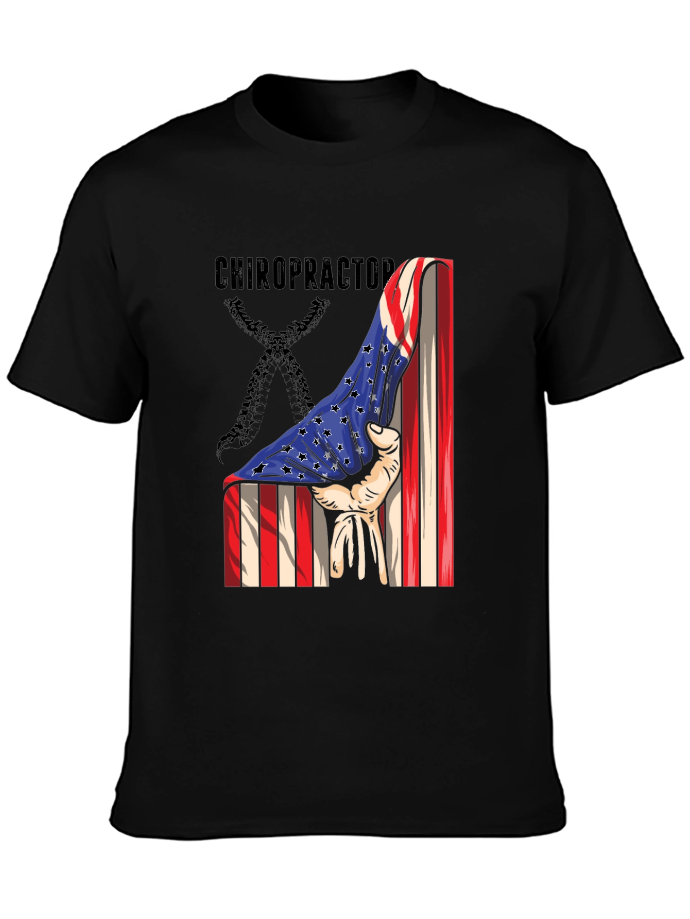 Chiropractor American Flag Graphic T-Shirt