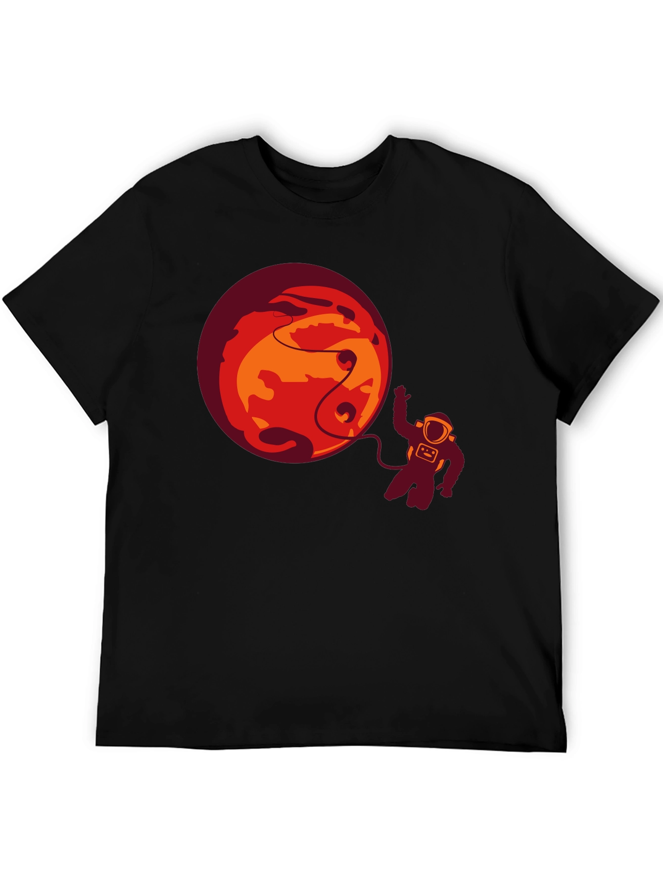Astronaut & Planet Graphic Tee - Black Casual T-Shirt