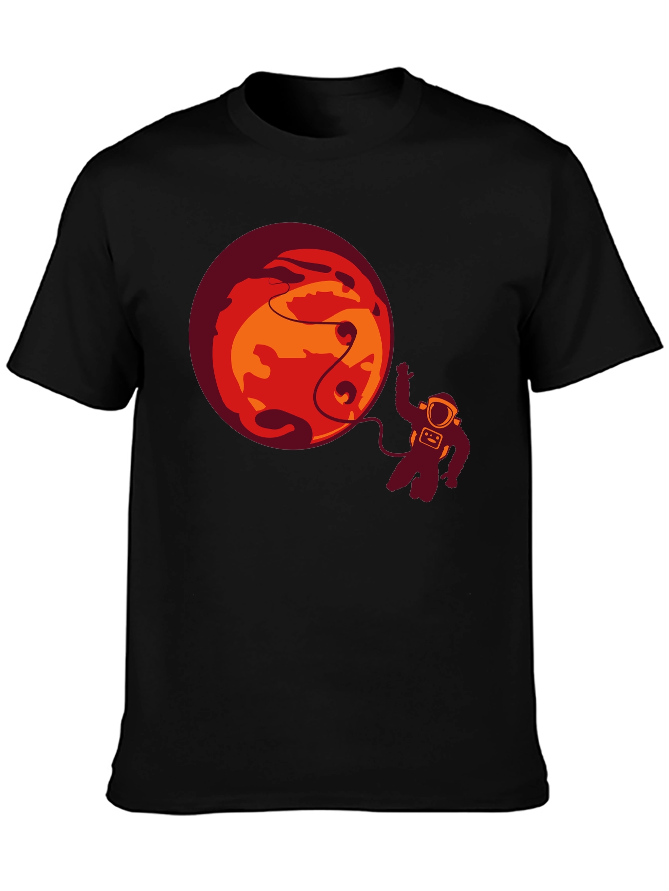 Astronaut & Planet Graphic Tee - Black Casual T-Shirt