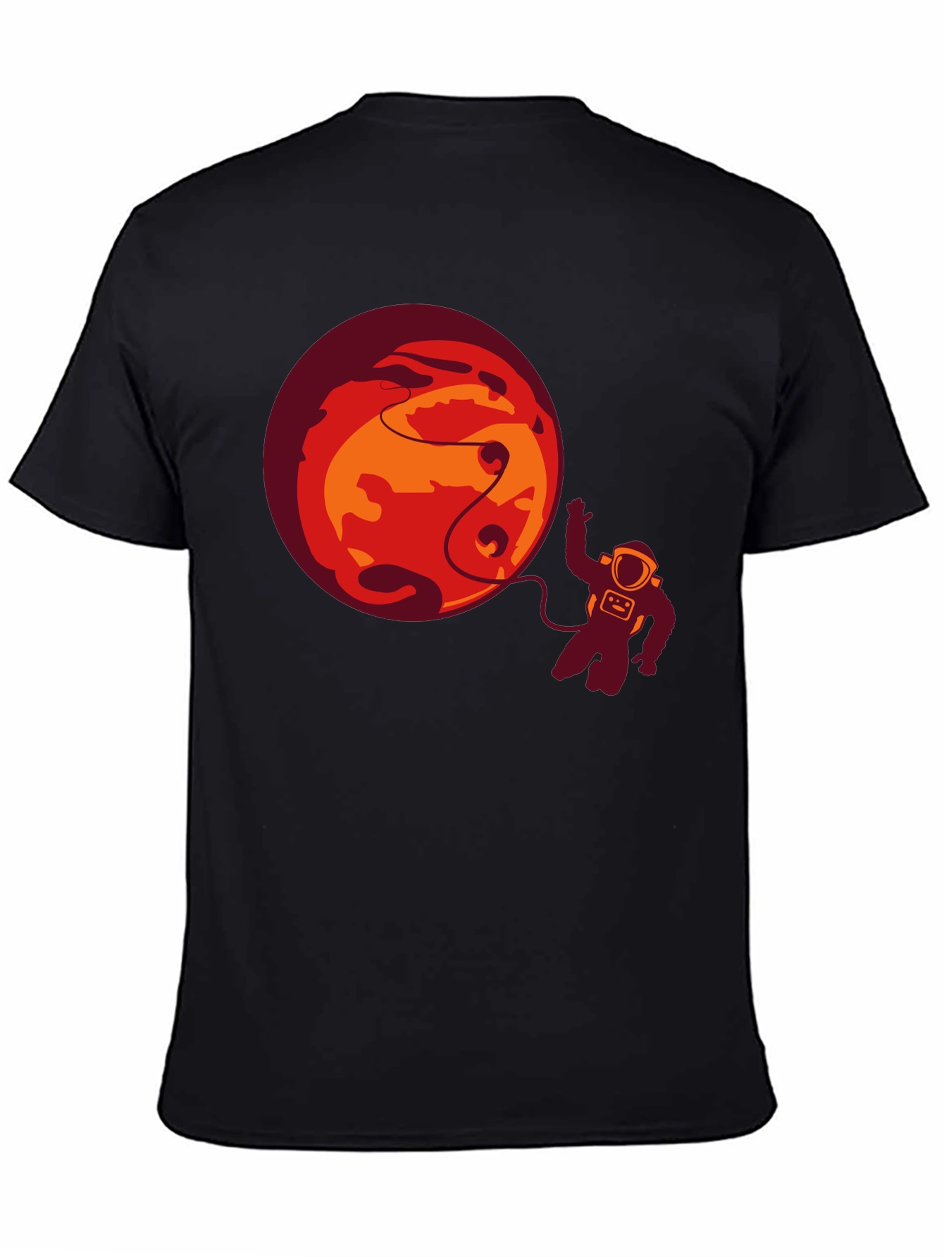 Astronaut & Planet Graphic Tee - Black Casual T-Shirt