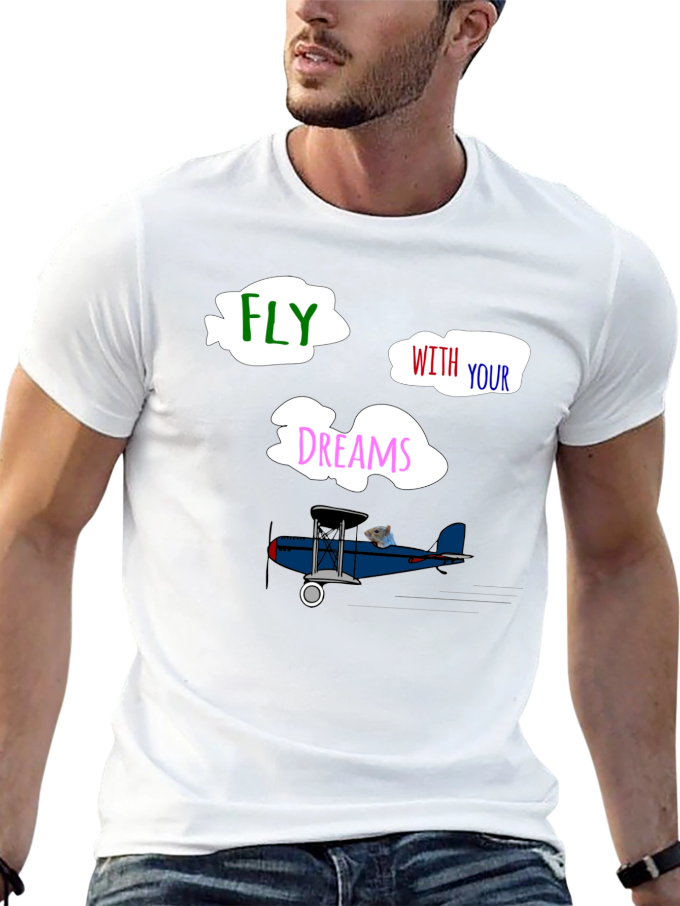 Fly With Your Dreams T-Shirt - Unique Airplane Design