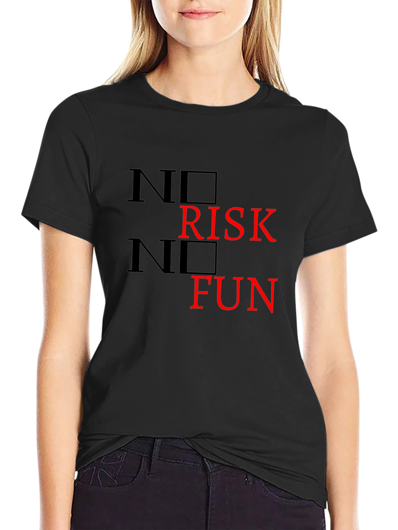 No Risk No Fun Black Graphic Tee