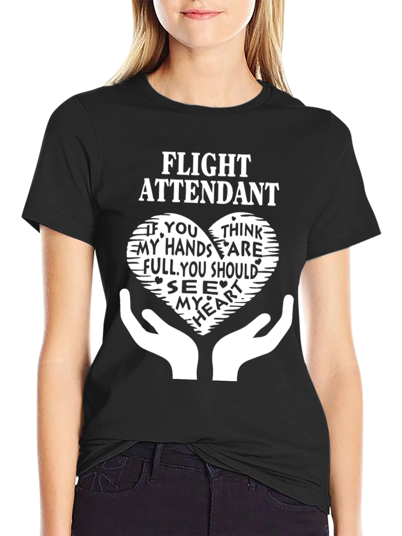 Flight Attendant Heart Graphic T-Shirt