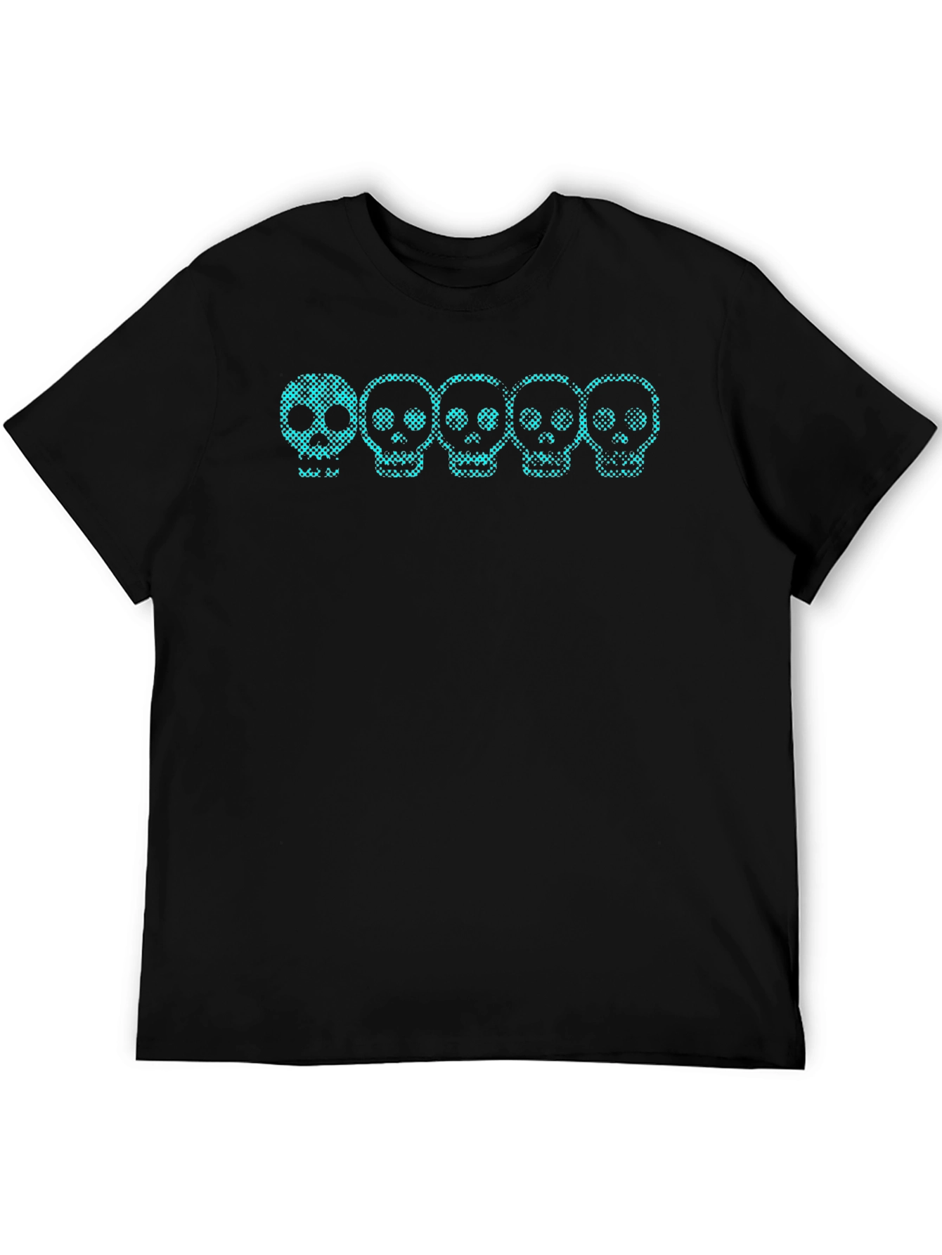 Skull Print Crew Neck Tee - Black