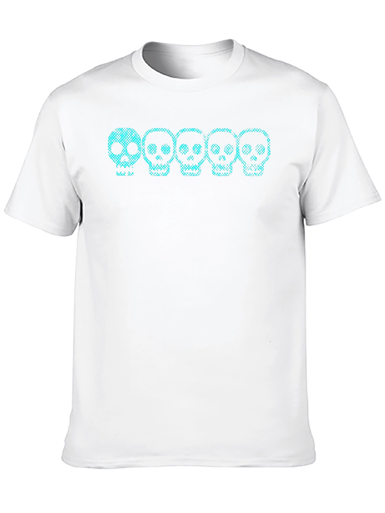 Skull Print Crew Neck Tee - Black