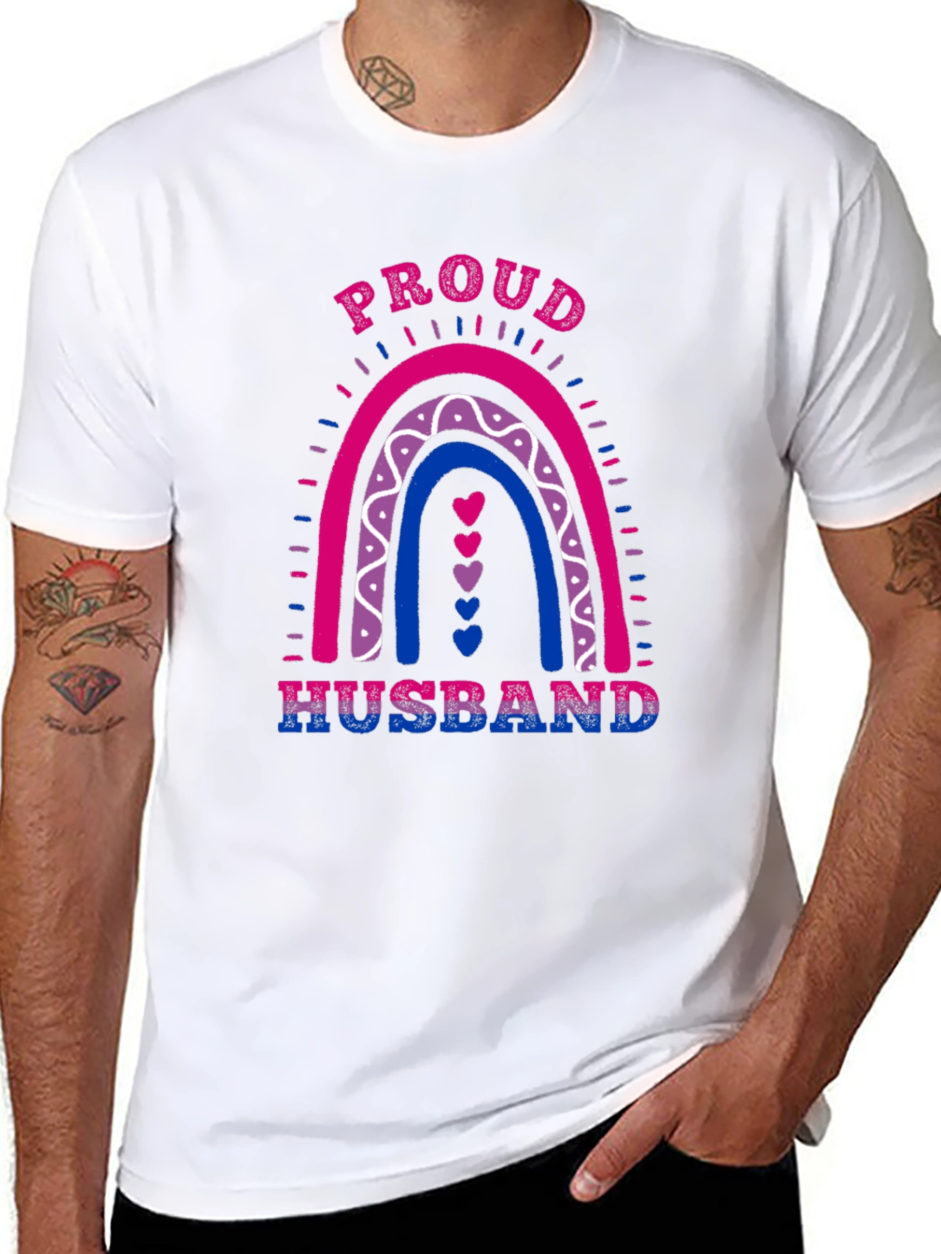 Proud Husband Bisexual Pride Rainbow T-Shirt
