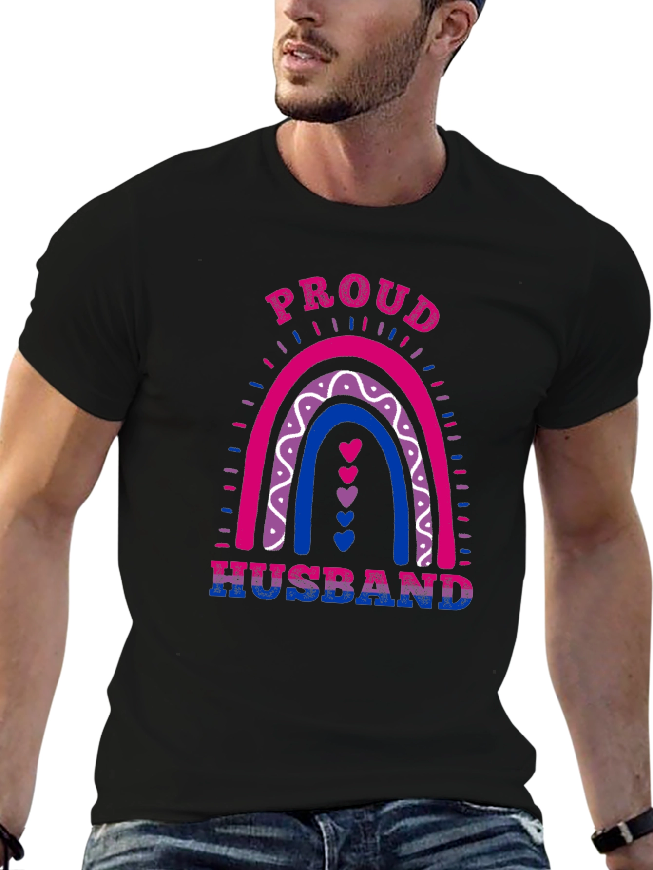 Proud Husband Bisexual Pride Rainbow T-Shirt
