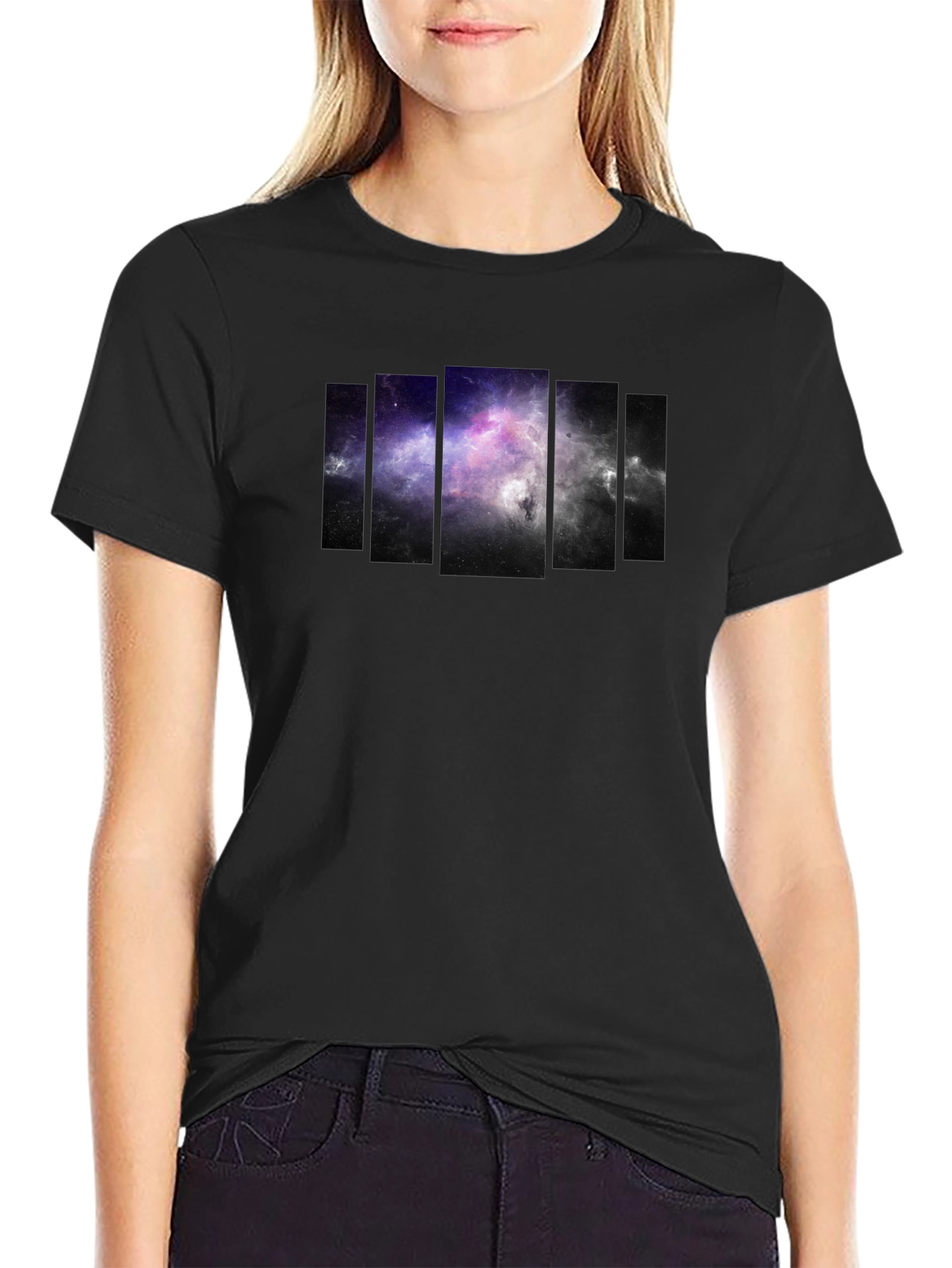 Galaxy Panel Mens Black T-Shirt