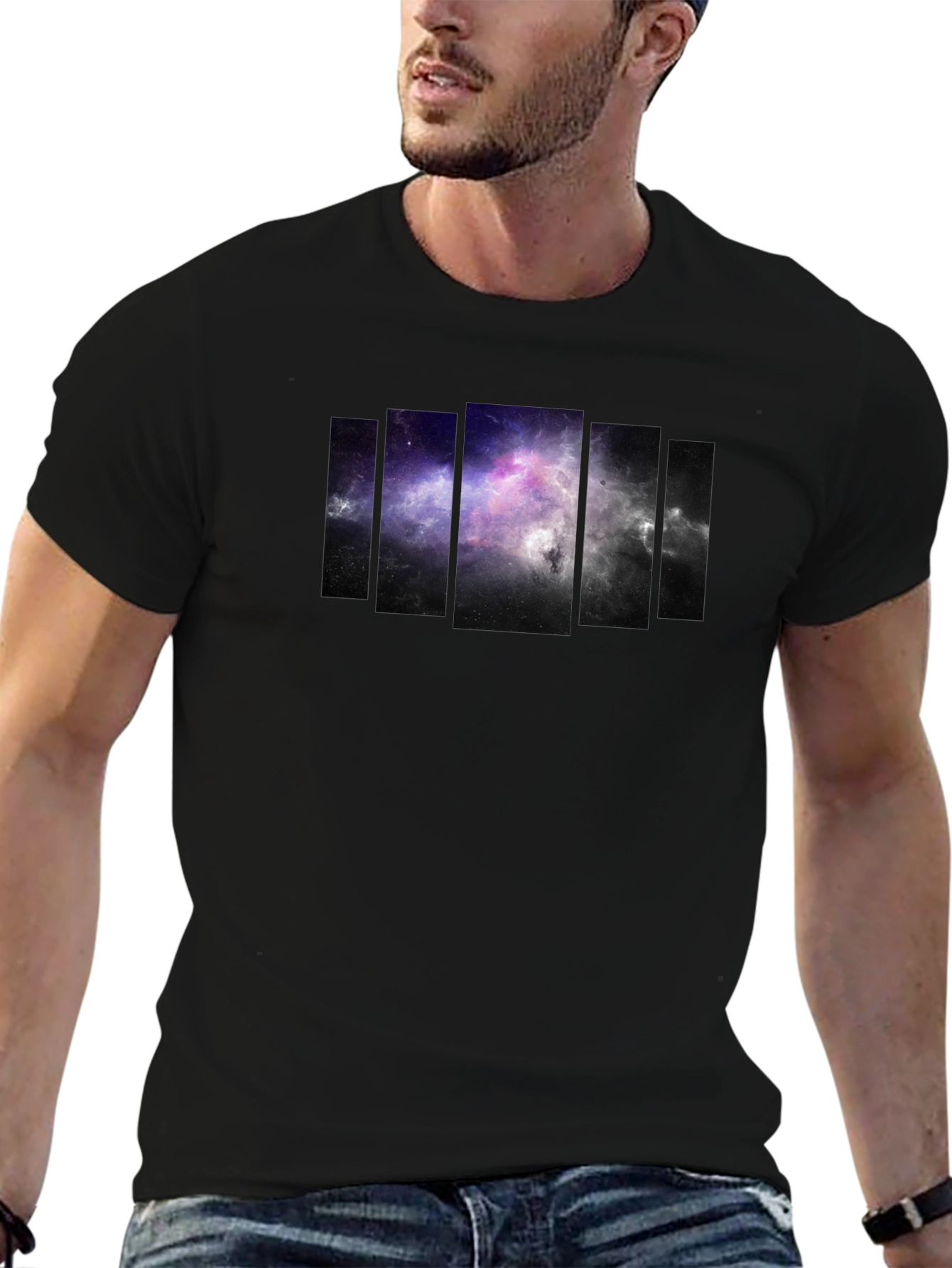 Galaxy Panel Mens Black T-Shirt