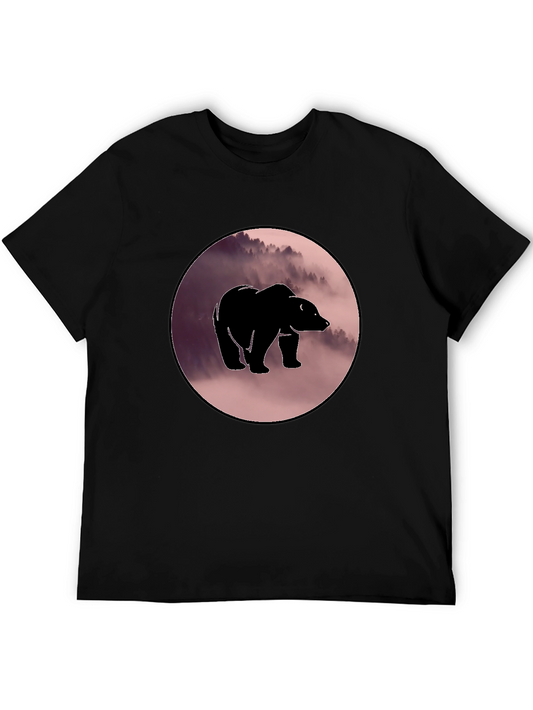 Bear Silhouette Graphic Print Crew Neck T-Shirt
