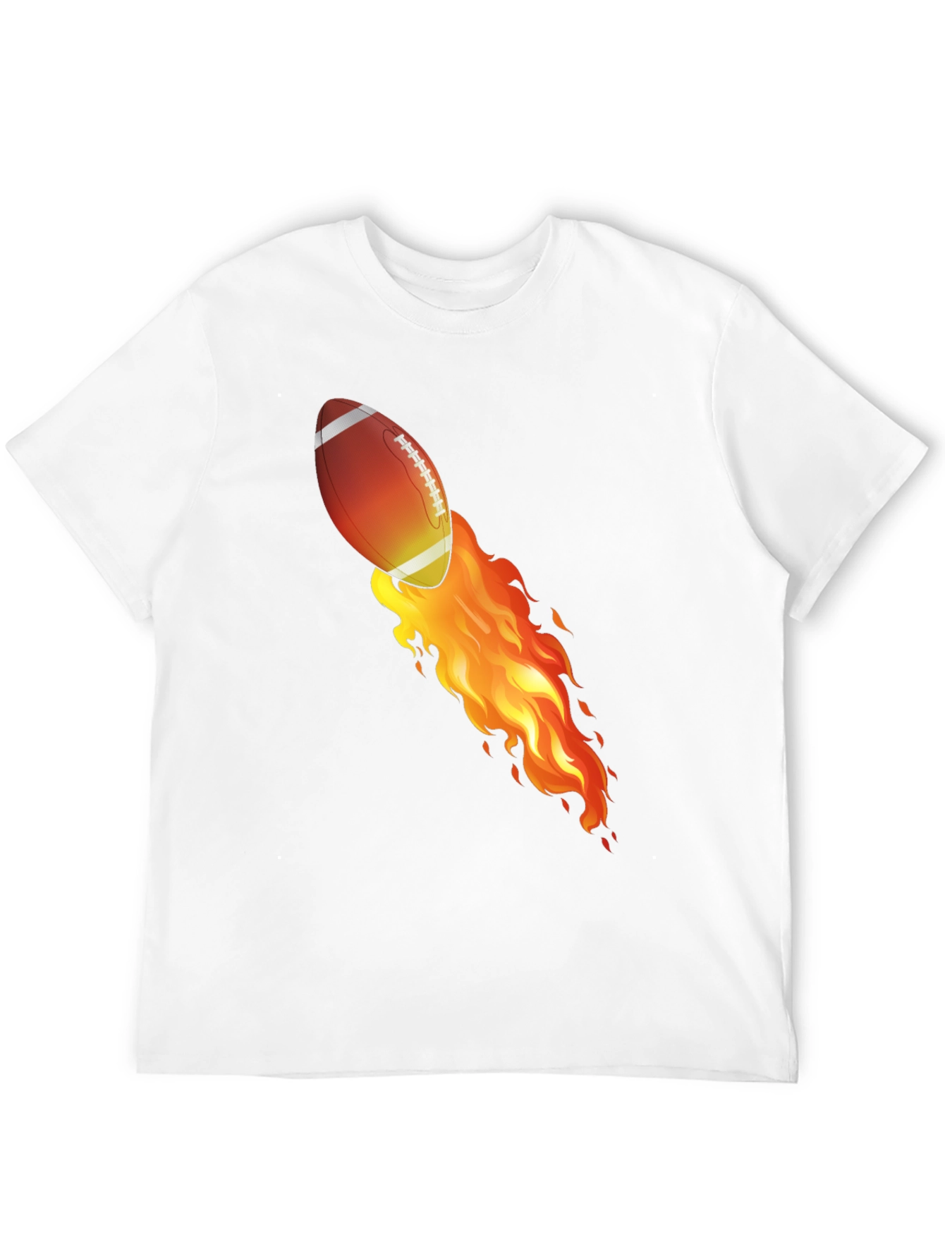 Flaming Football Graphic T-Shirt - Black