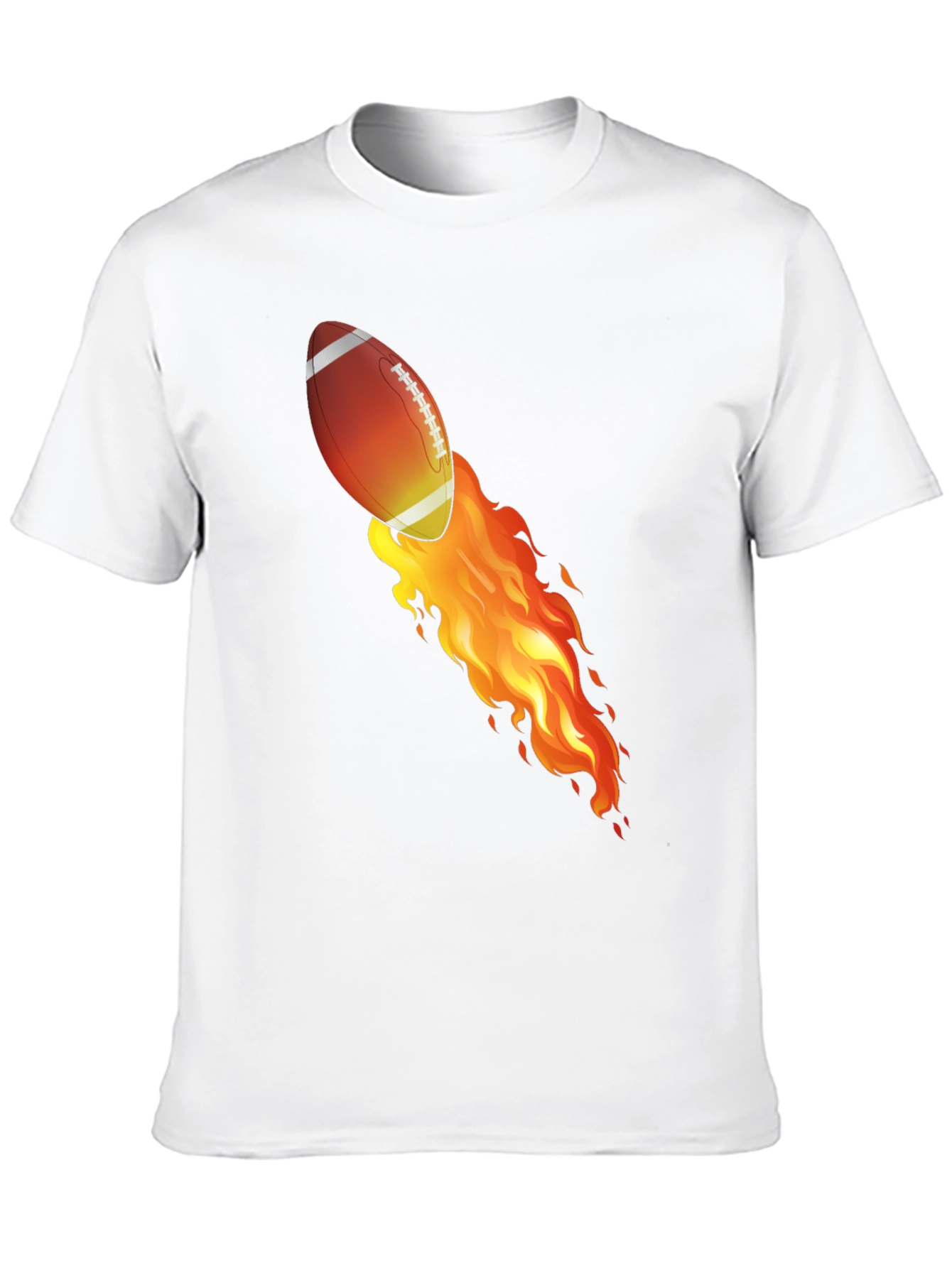 Flaming Football Graphic T-Shirt - Black