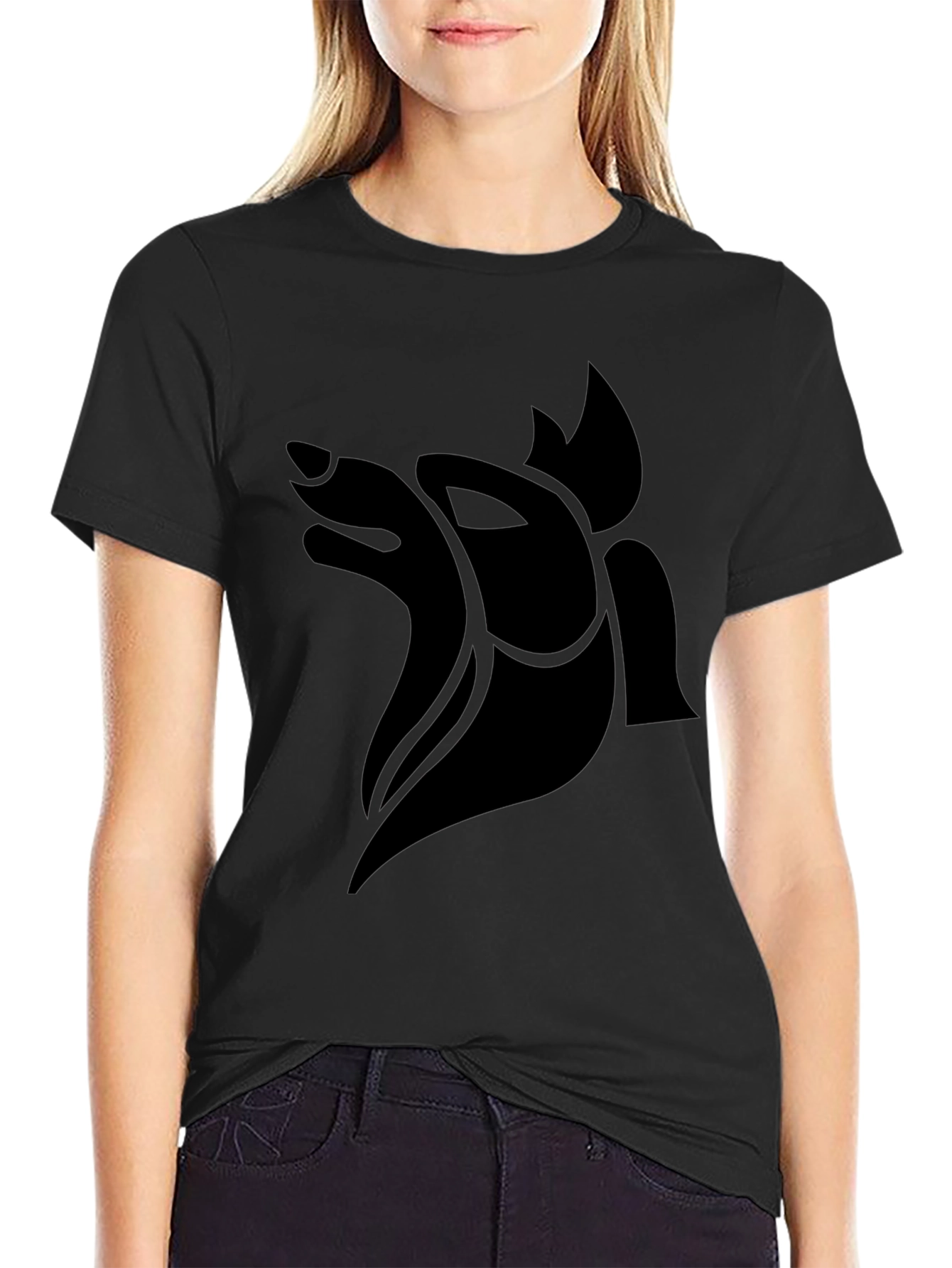 Abstract Fox Graphic Black T-Shirt