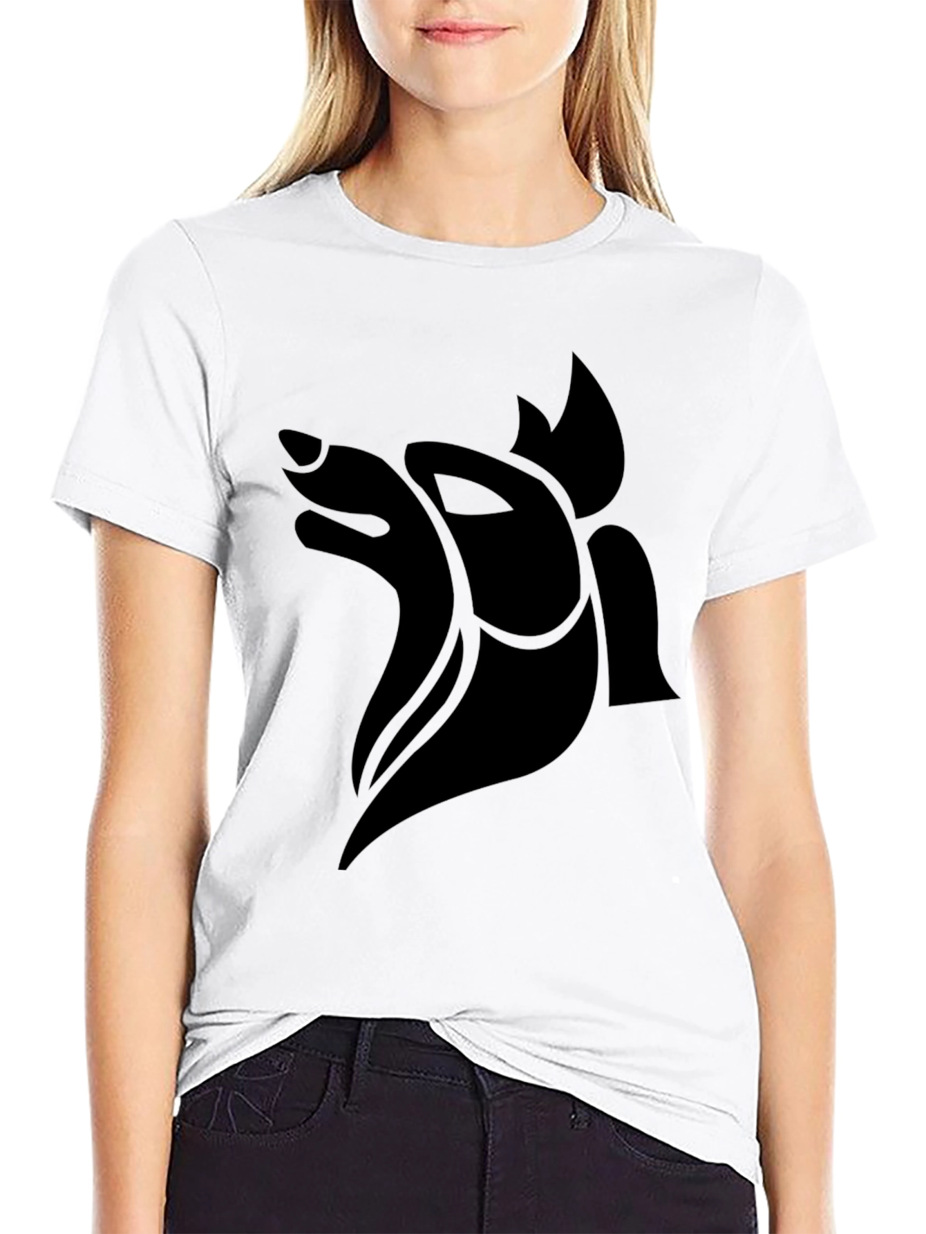 Abstract Fox Graphic Black T-Shirt