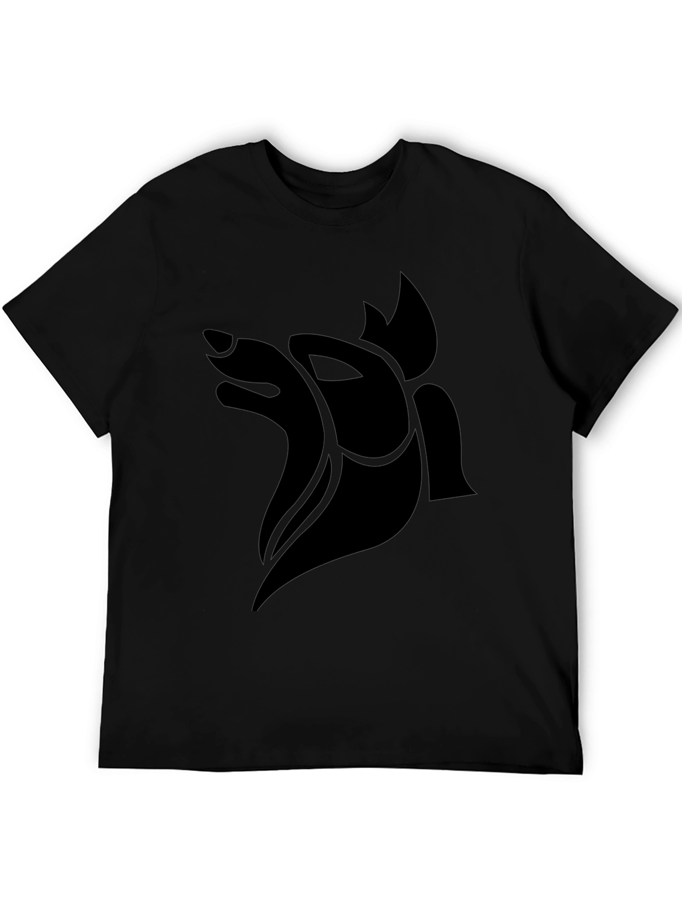 Abstract Fox Graphic Black T-Shirt