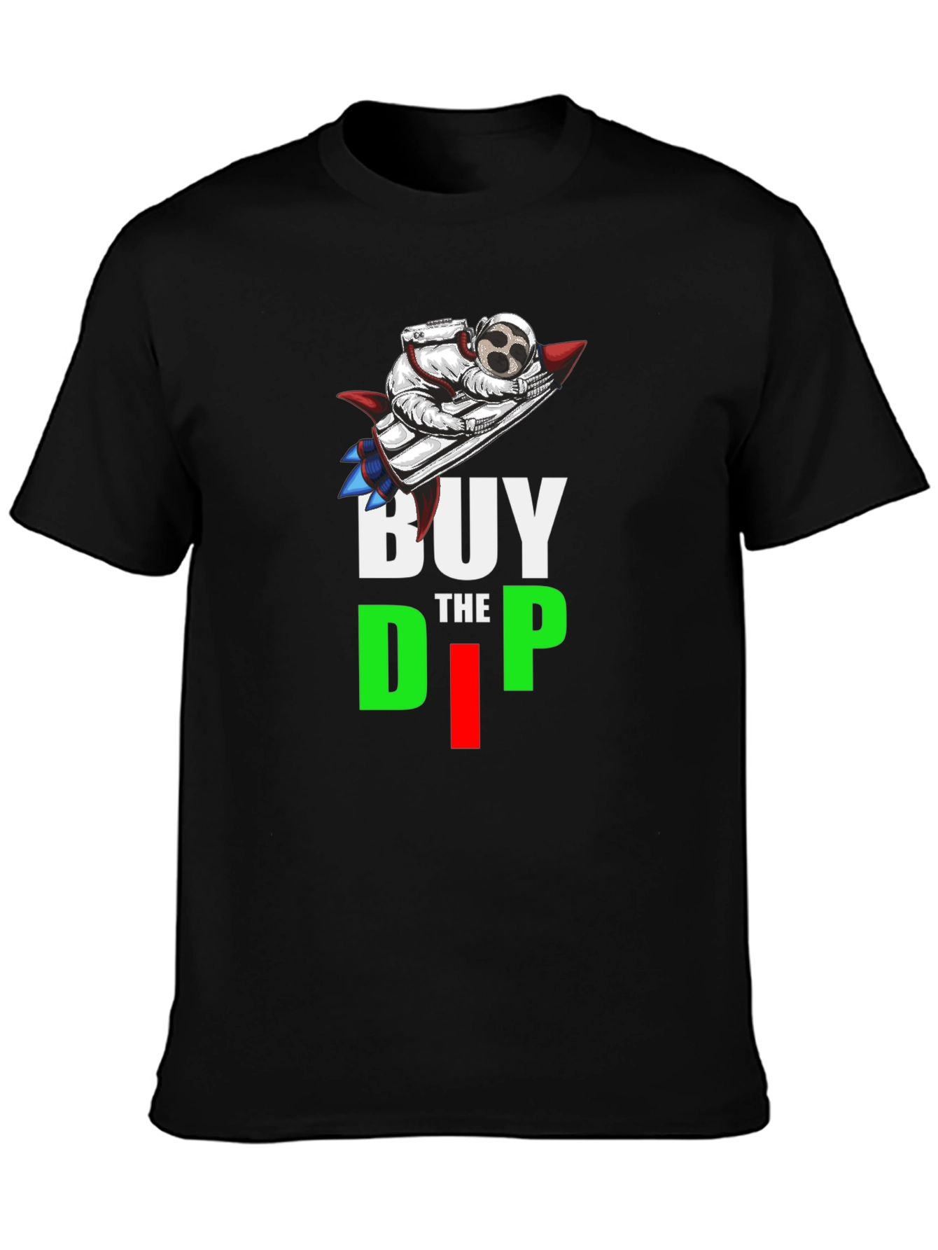 Buy the Dip T-Shirt Astronaut Rocket Crypto Black Tee