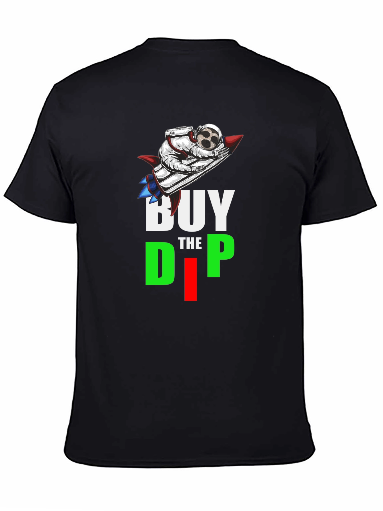 Buy the Dip T-Shirt Astronaut Rocket Crypto Black Tee