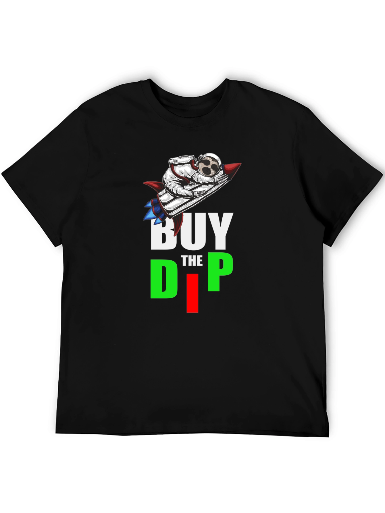 Buy the Dip T-Shirt Astronaut Rocket Crypto Black Tee
