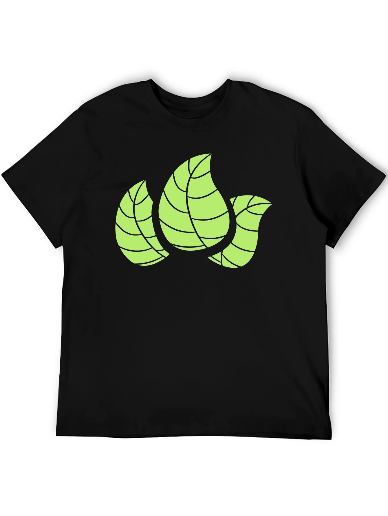 Leaf Design Black T-Shirt