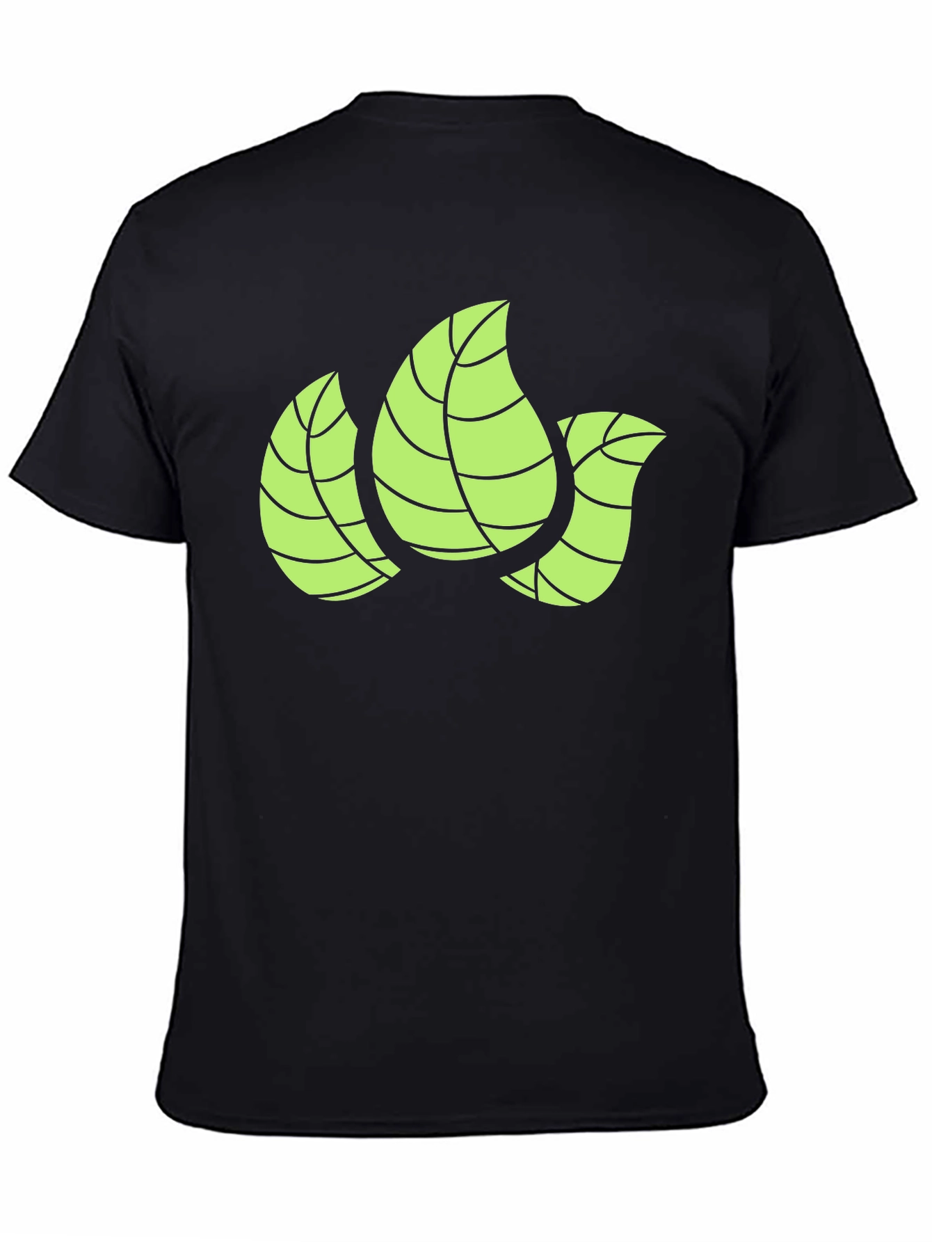 Leaf Design Black T-Shirt