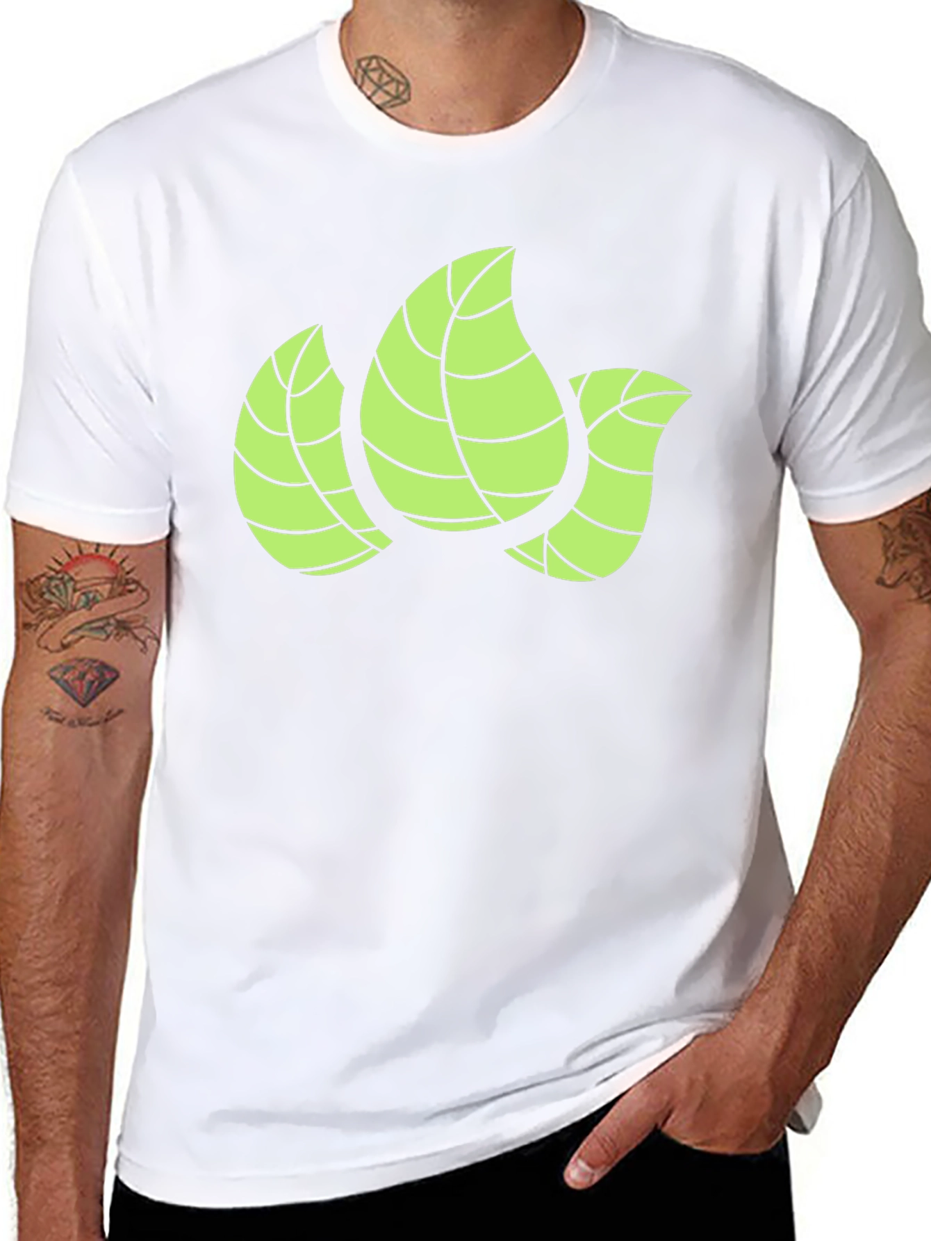Leaf Design Black T-Shirt