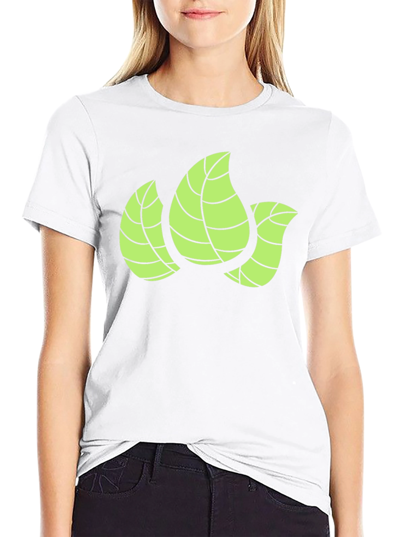 Leaf Design Black T-Shirt