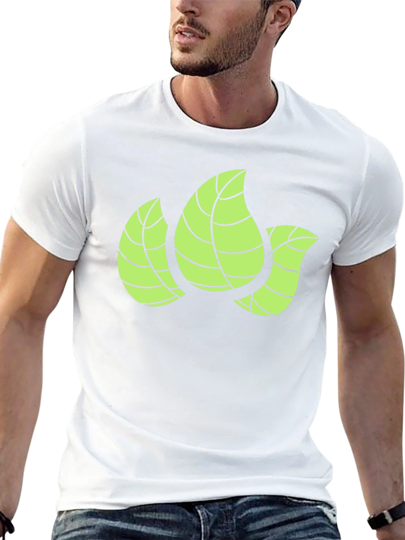 Leaf Design Black T-Shirt