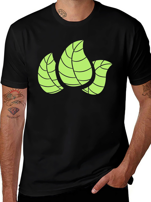 Leaf Design Black T-Shirt