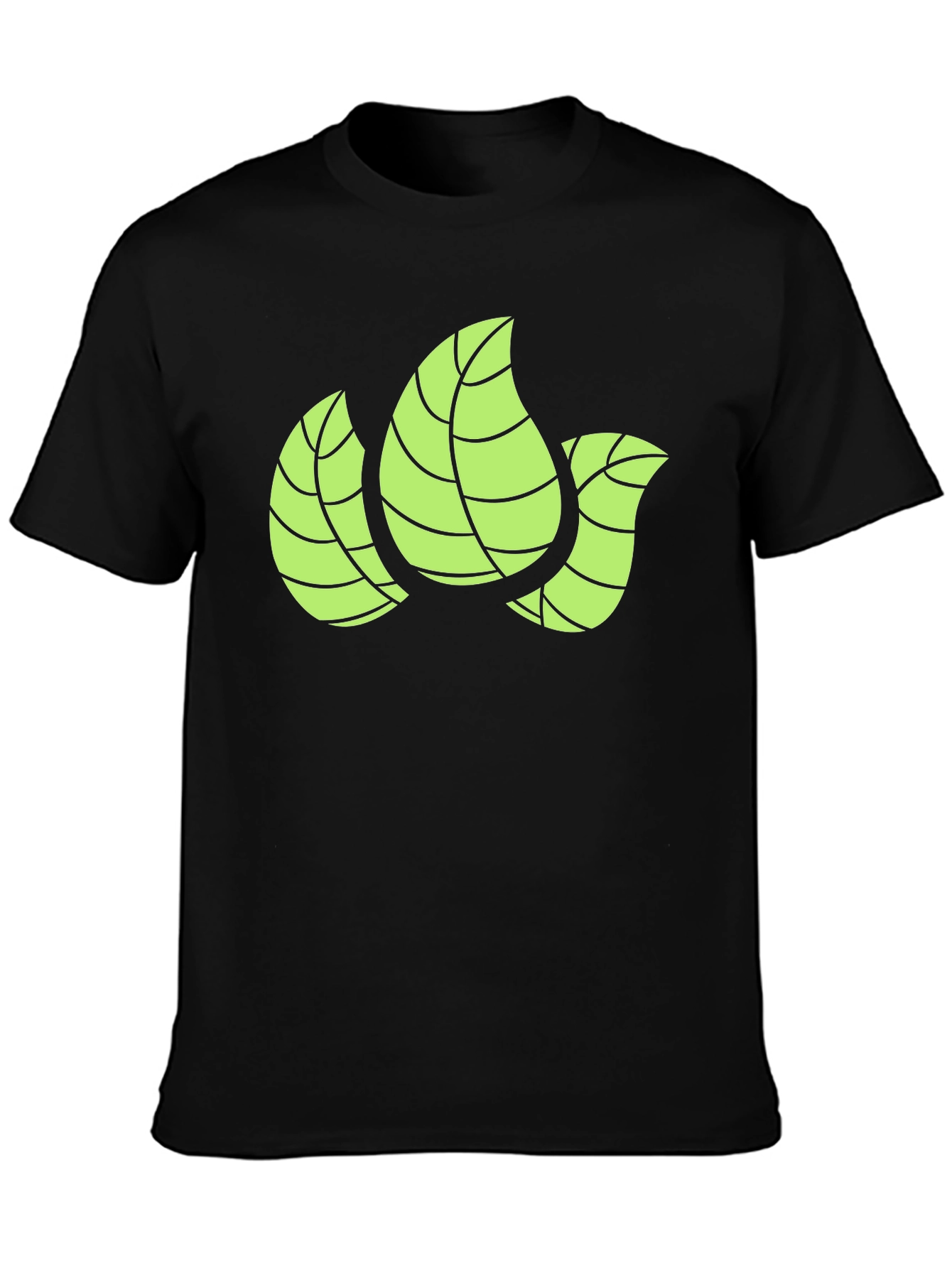Leaf Design Black T-Shirt
