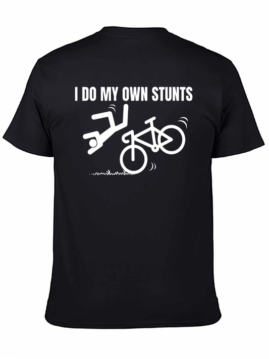 I Do My Own Stunts Black T-Shirt - Funny Biker Humor