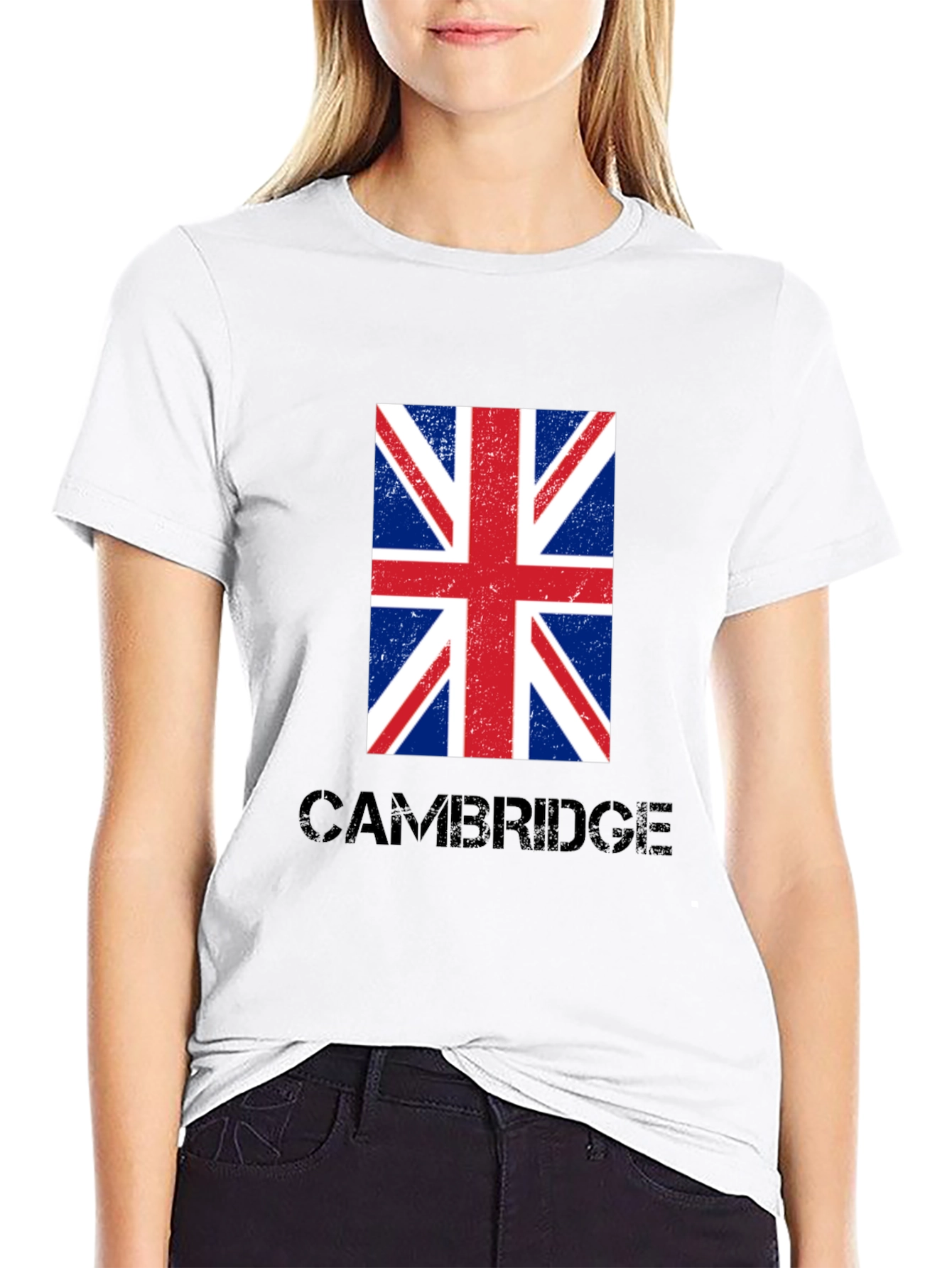 Cambridge UK Flag Graphic T-Shirt - Black Cotton Tee