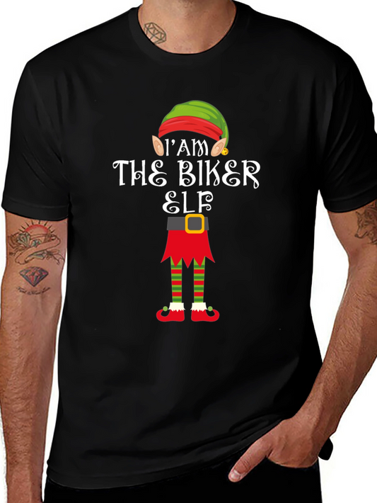 Im The Biker Elf T-Shirt Funny Christmas Tee