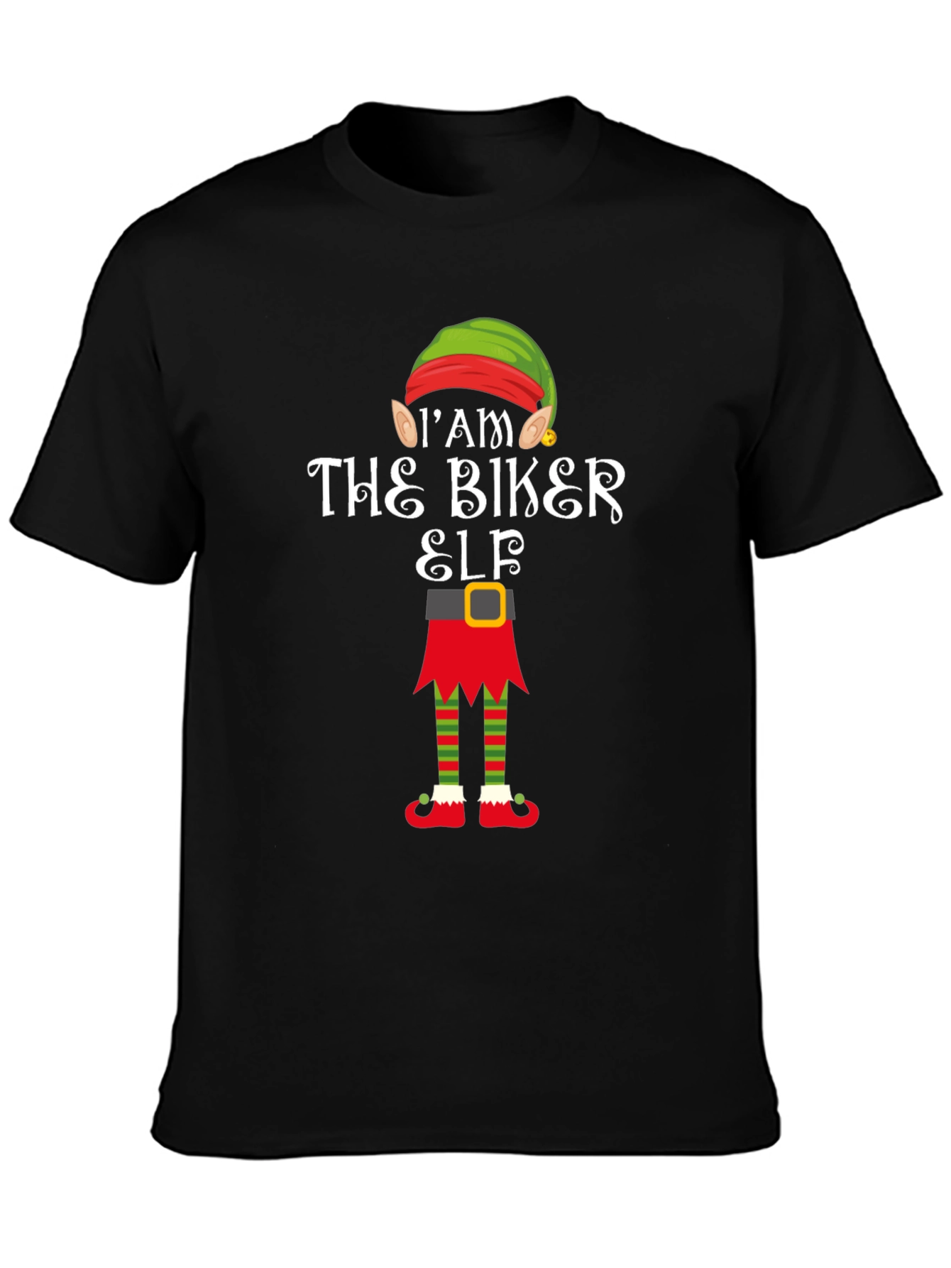 Im The Biker Elf T-Shirt Funny Christmas Tee
